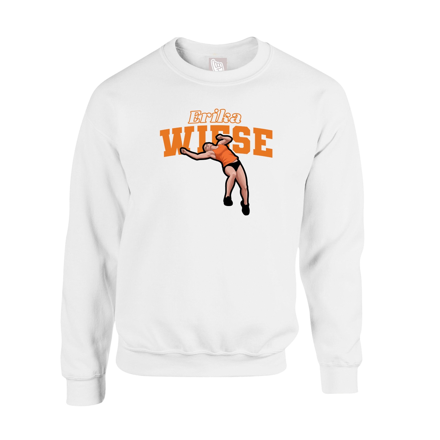 Fleece Crew — Name Arch in White