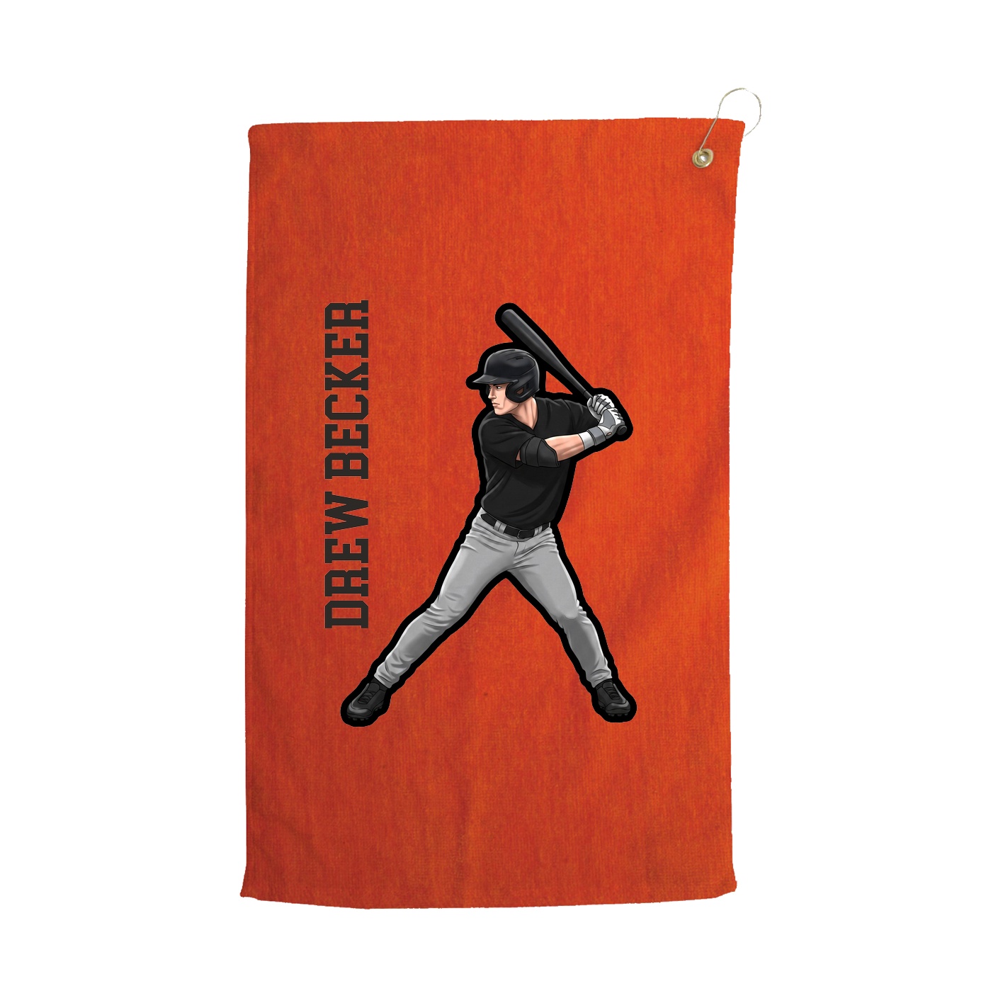 Golf Towel — Name Vertical in Orange
