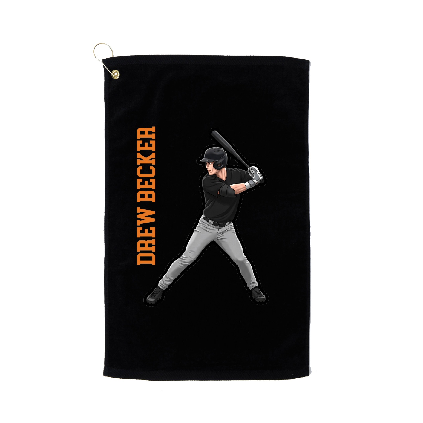 Golf Towel — Name Vertical in Black