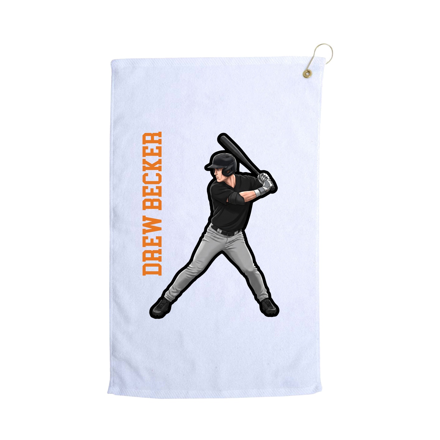 Golf Towel — Name Vertical in White