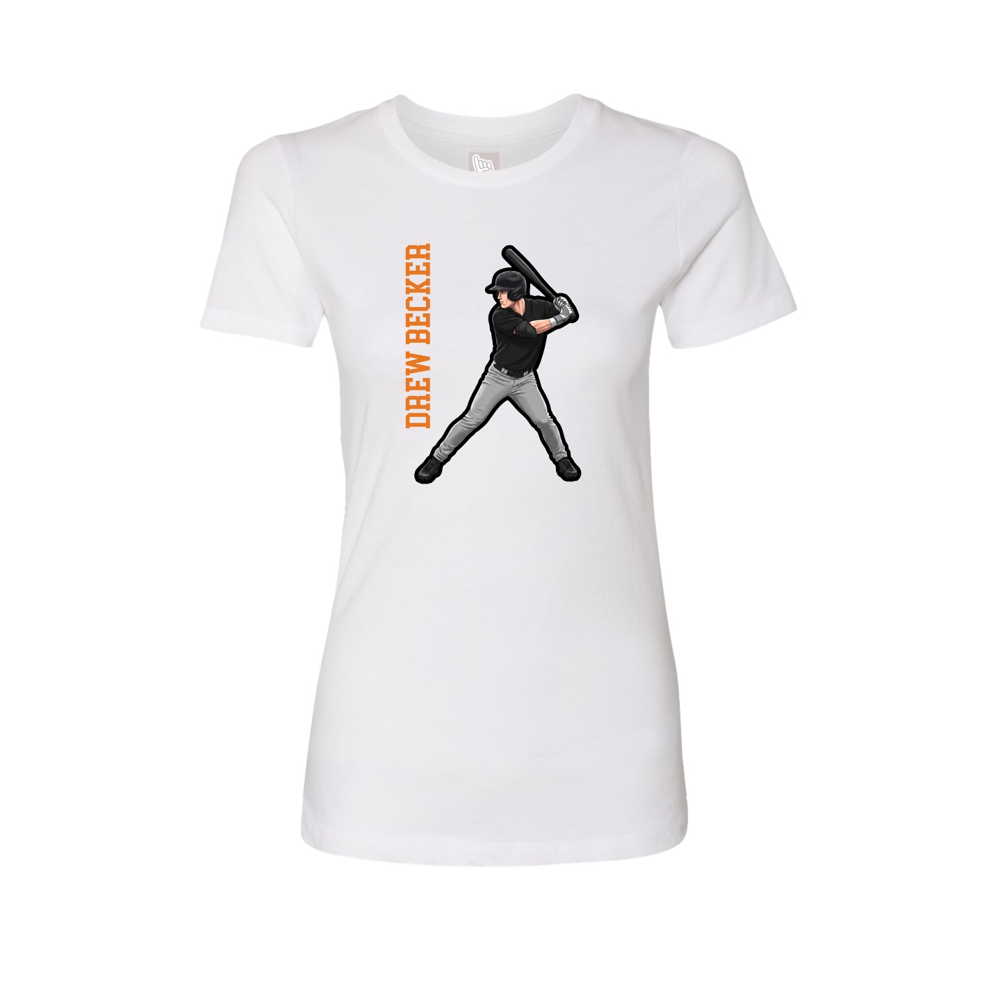 Womens Tee — Name Vertical in White