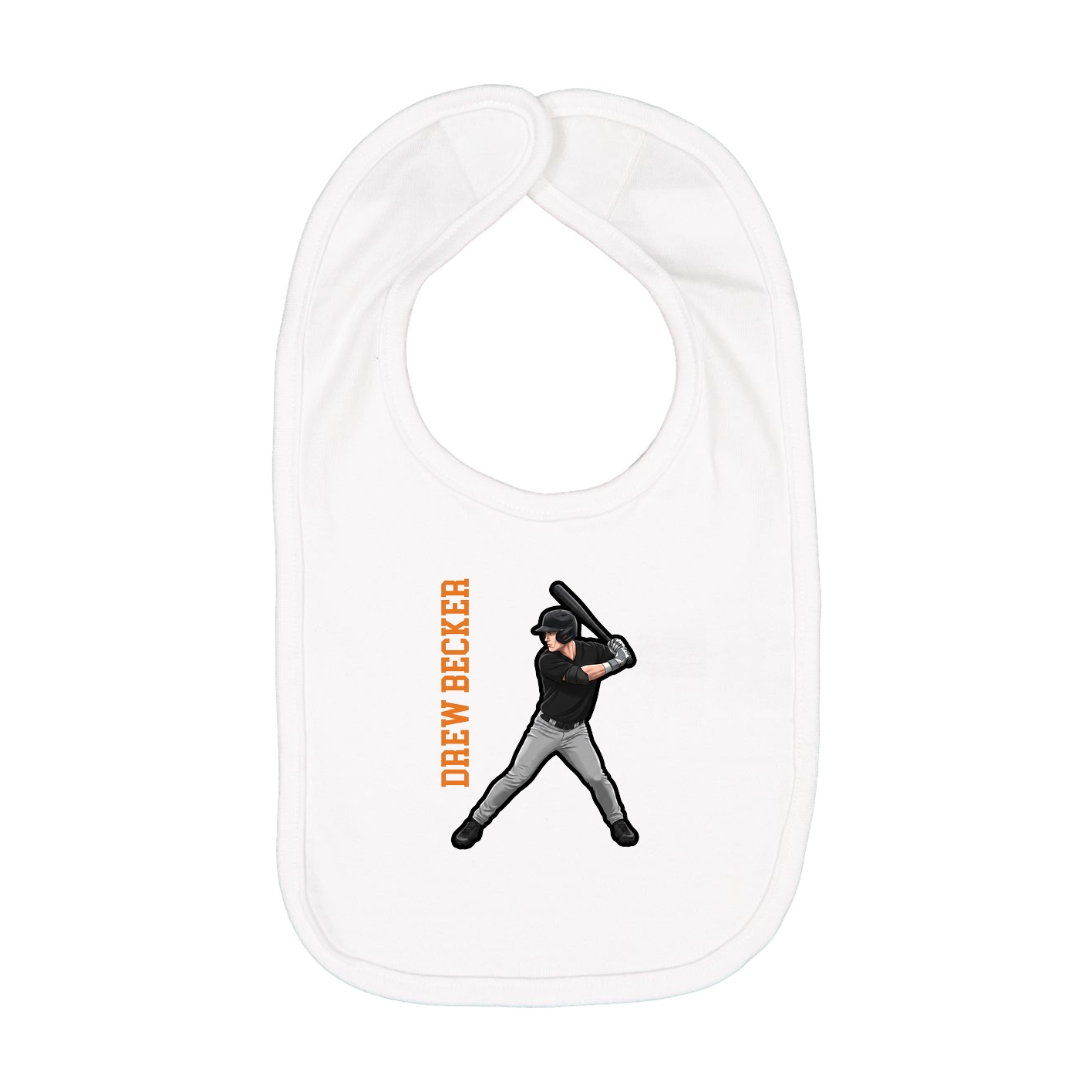Infant Bib — Name Vertical in White