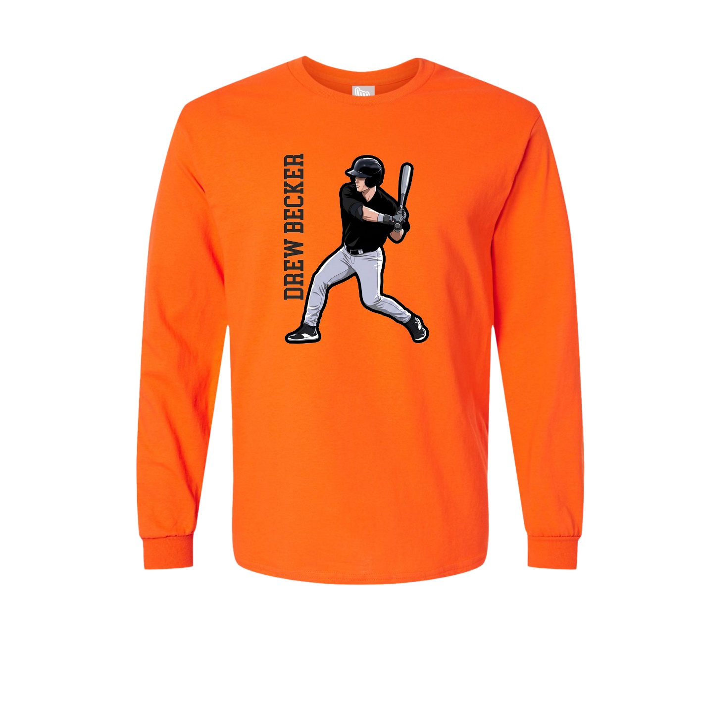 Long Sleeve Tee — Name Vertical in Orange