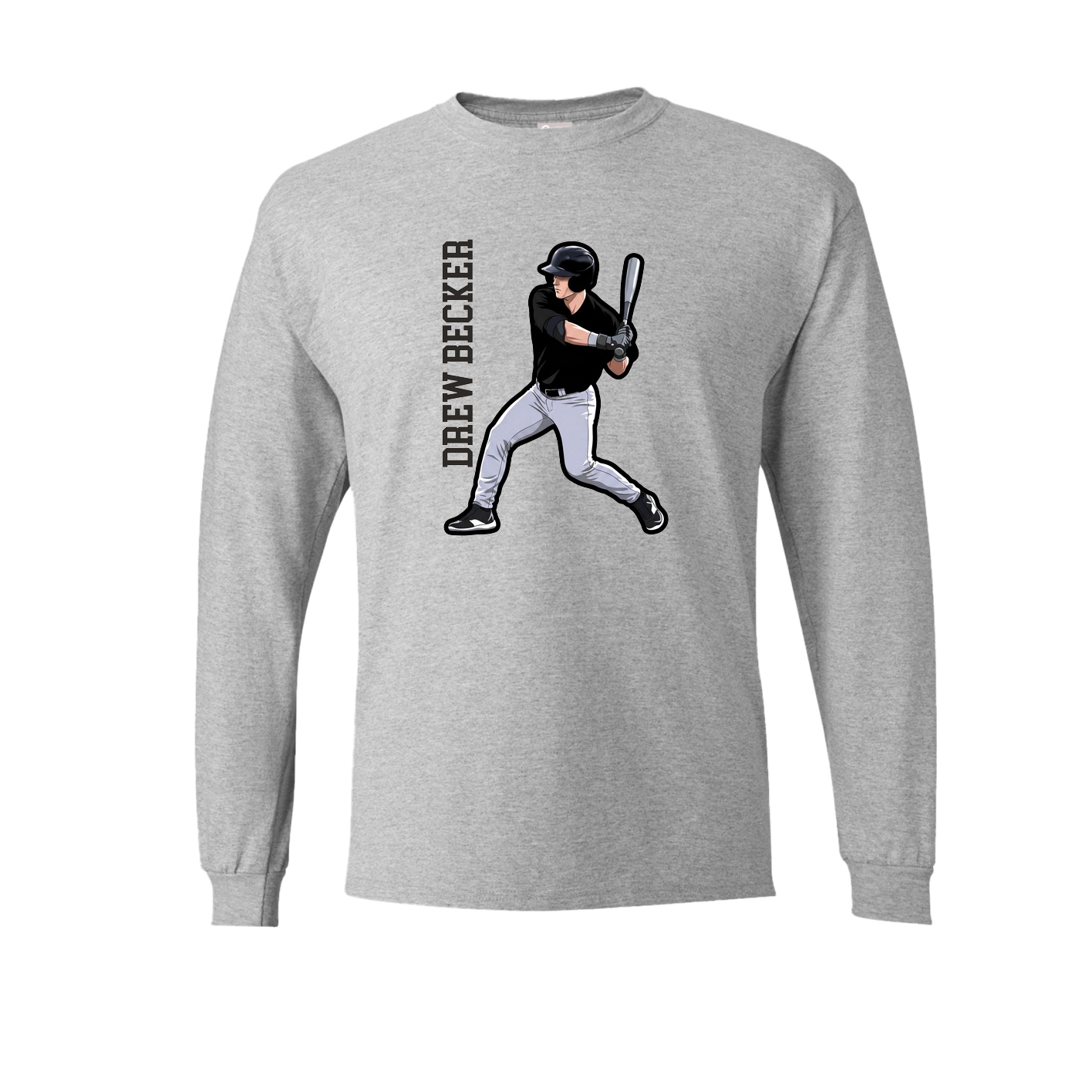 Long Sleeve Tee — Name Vertical in Grey