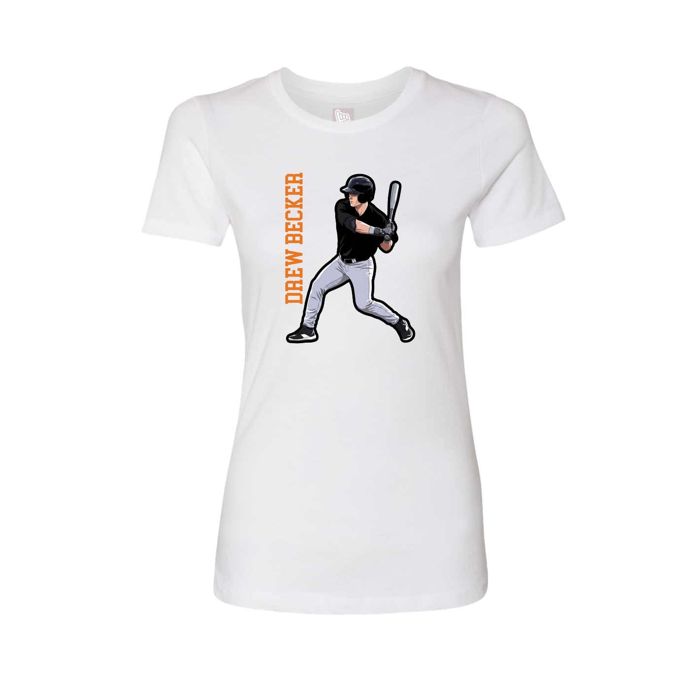 Womens Tee — Name Vertical in White