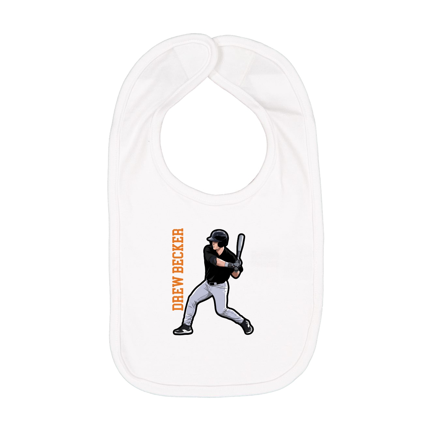 Infant Bib — Name Vertical in White