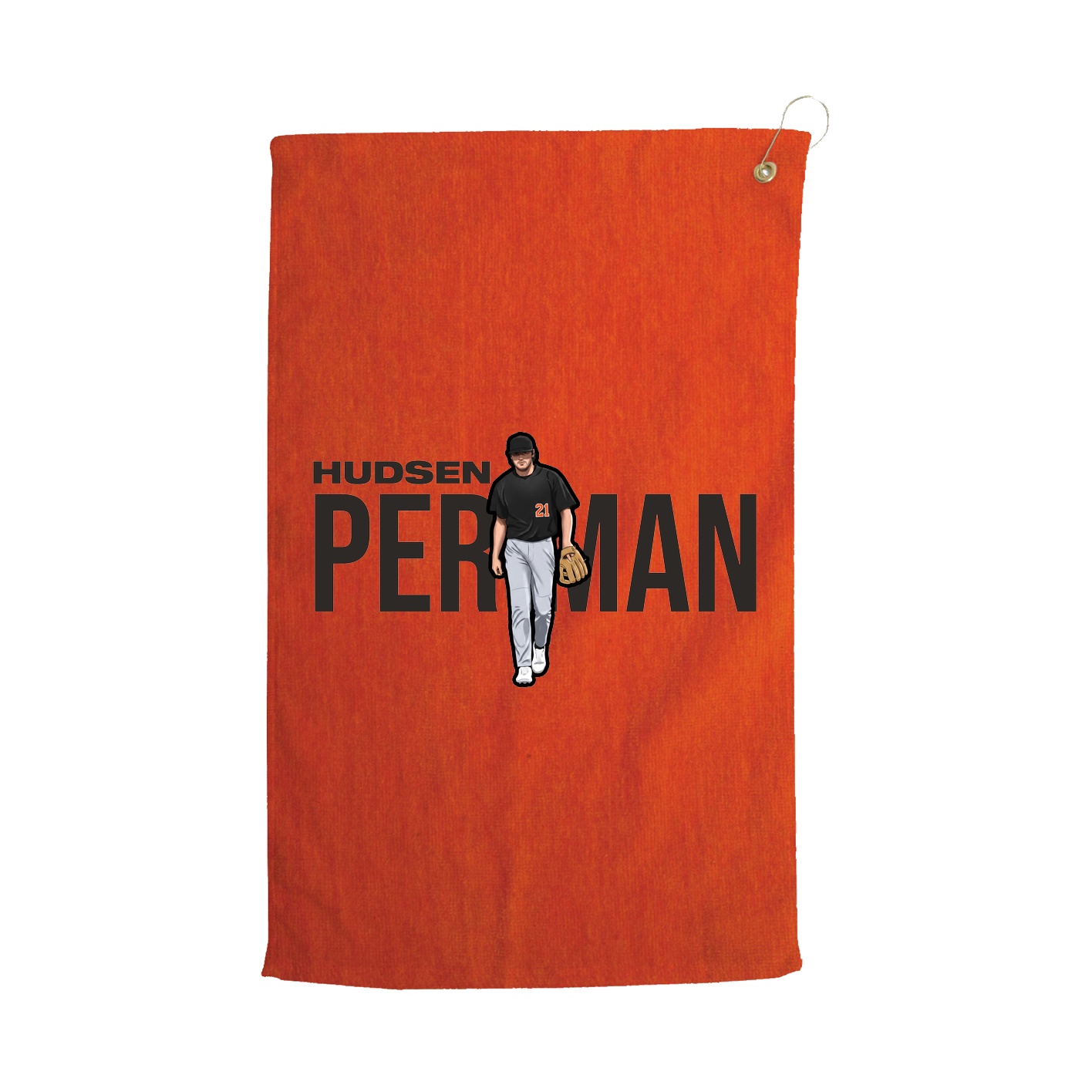 Golf Towel — Player Name in Orange