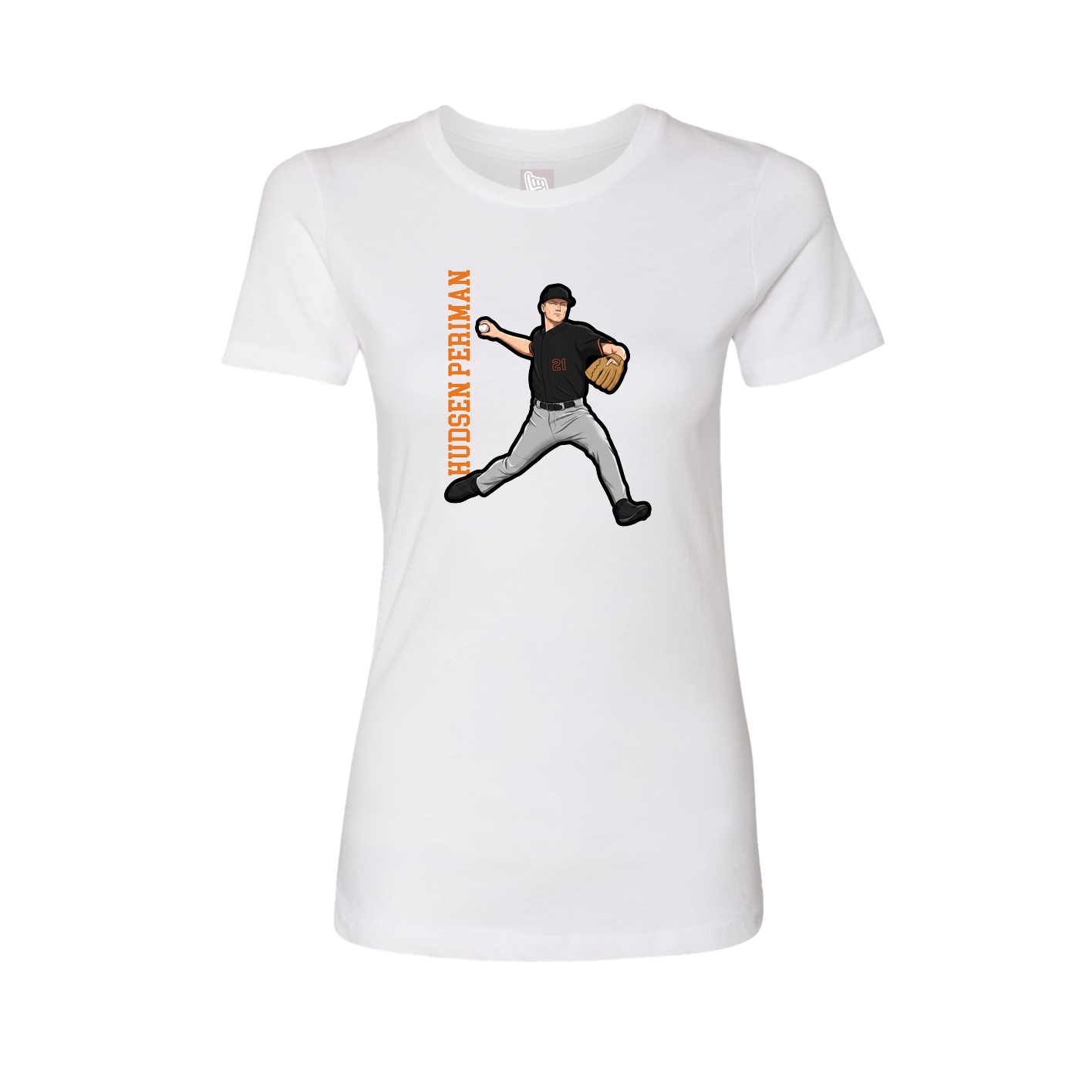 Fitted Women's Tee — Name Vertical in White