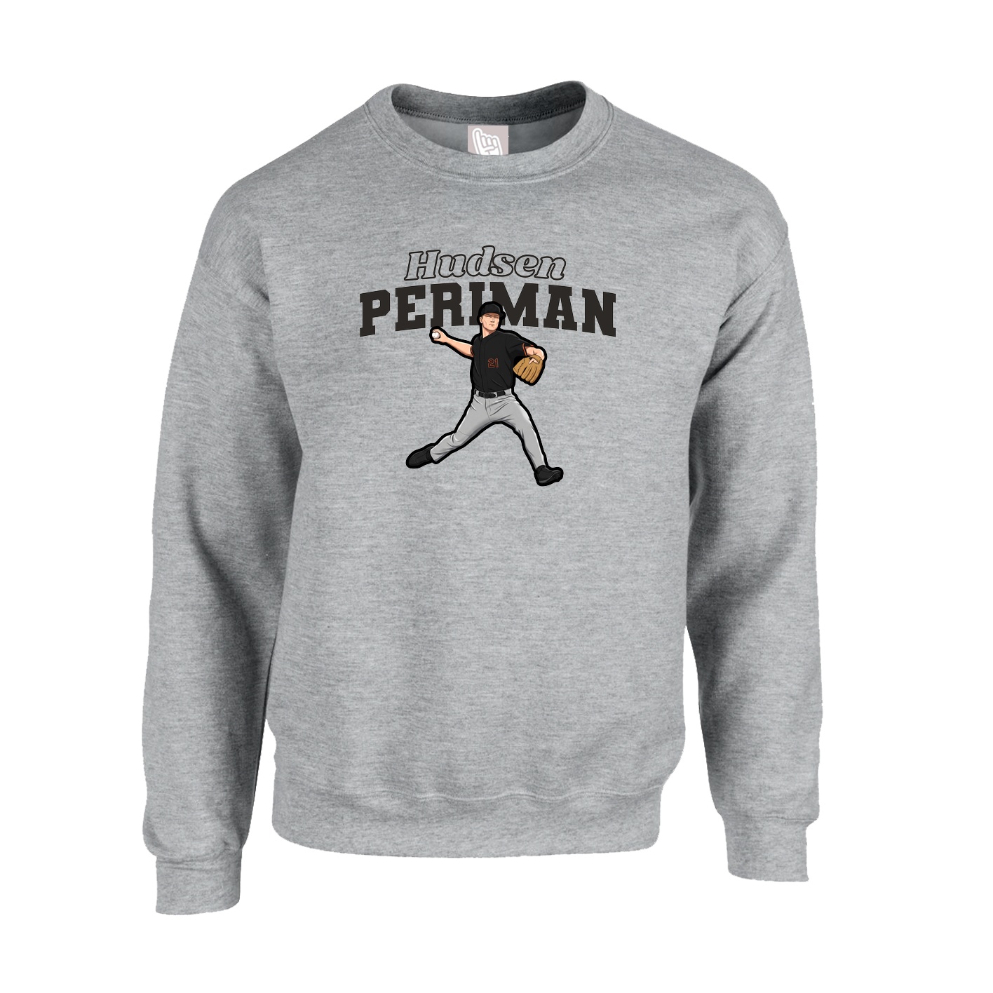 Fleece Crew — Name Arch in Grey
