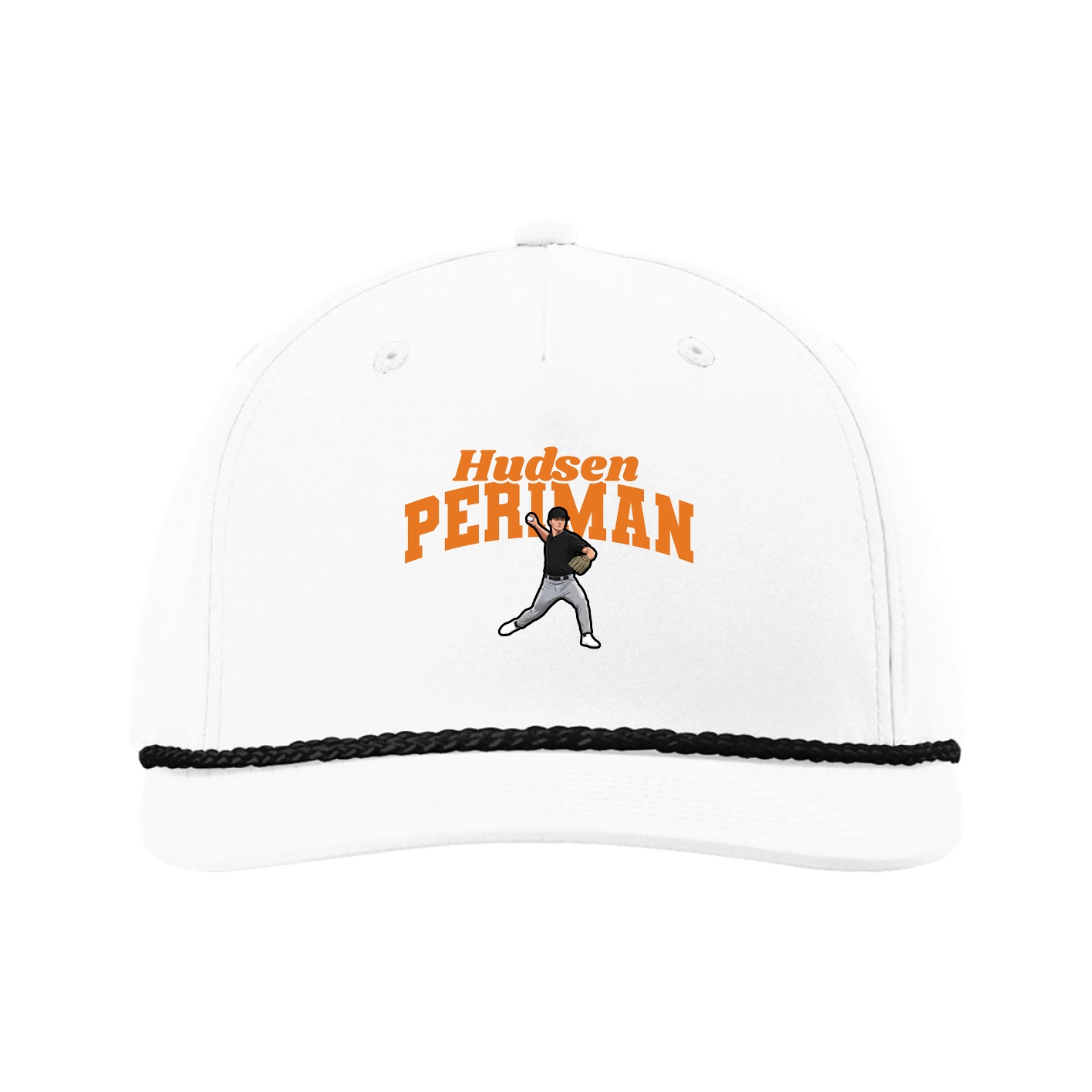Five-Panel Classic Rope Cap — Signature Arch in White