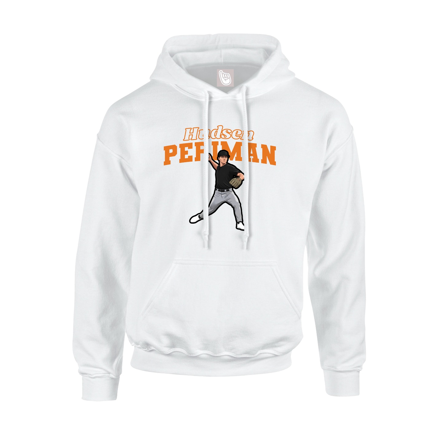 Youth Hoodie — Name Arch in White