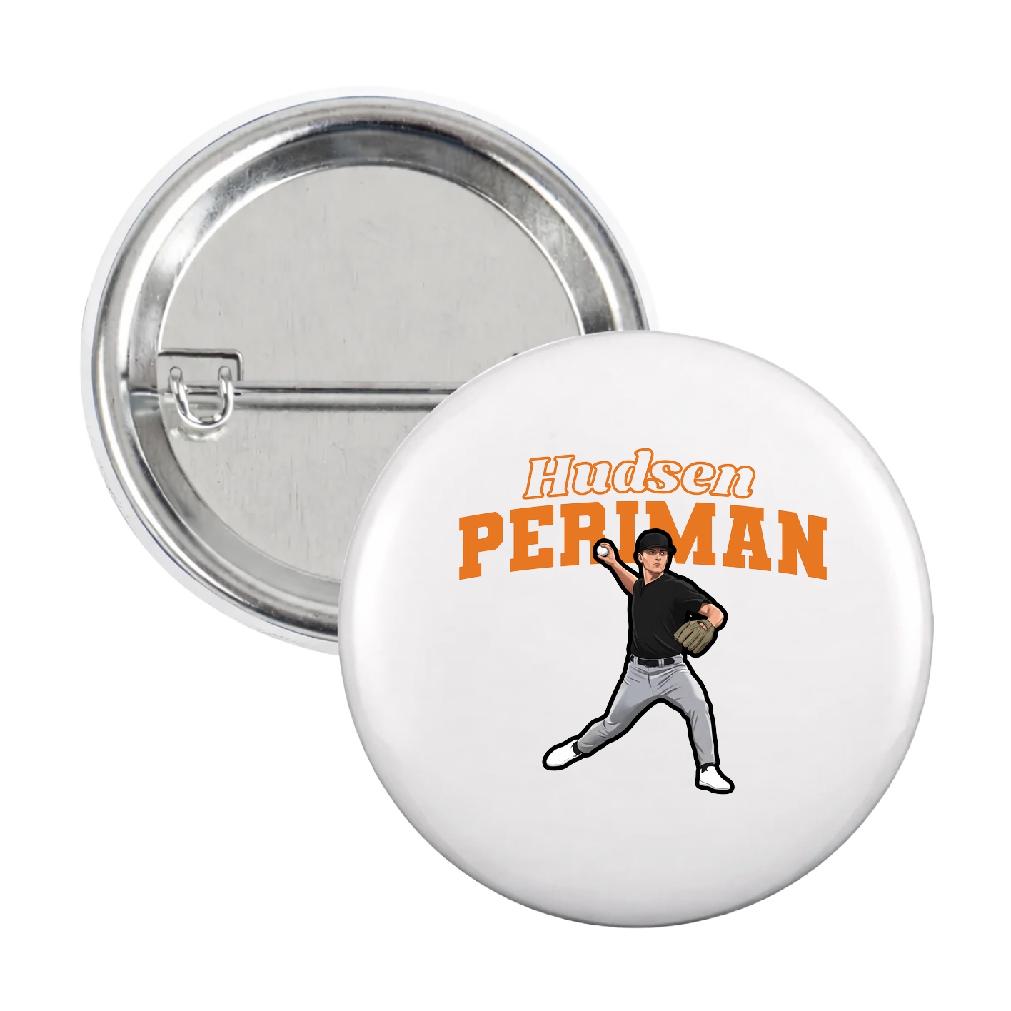 Game Day Button — Name Arch in White