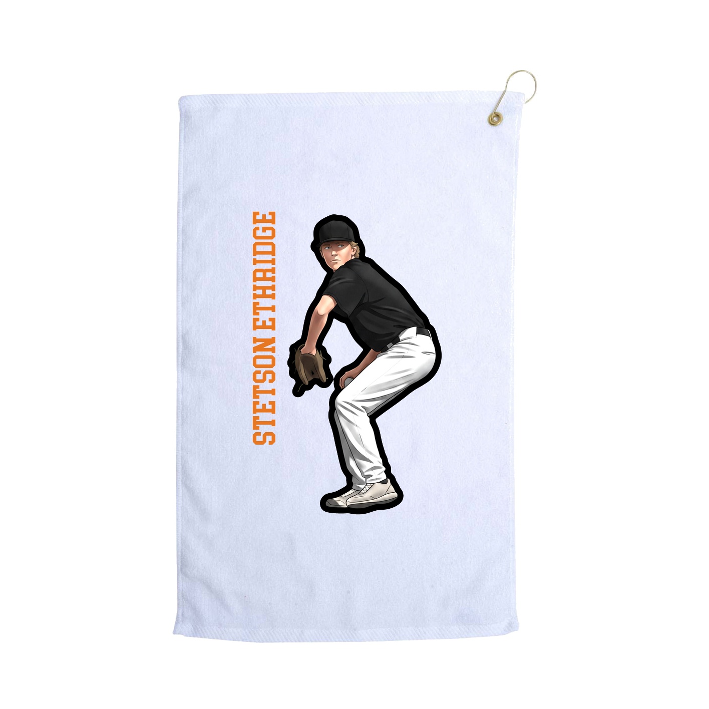 Golf Towel — Name Vertical in White