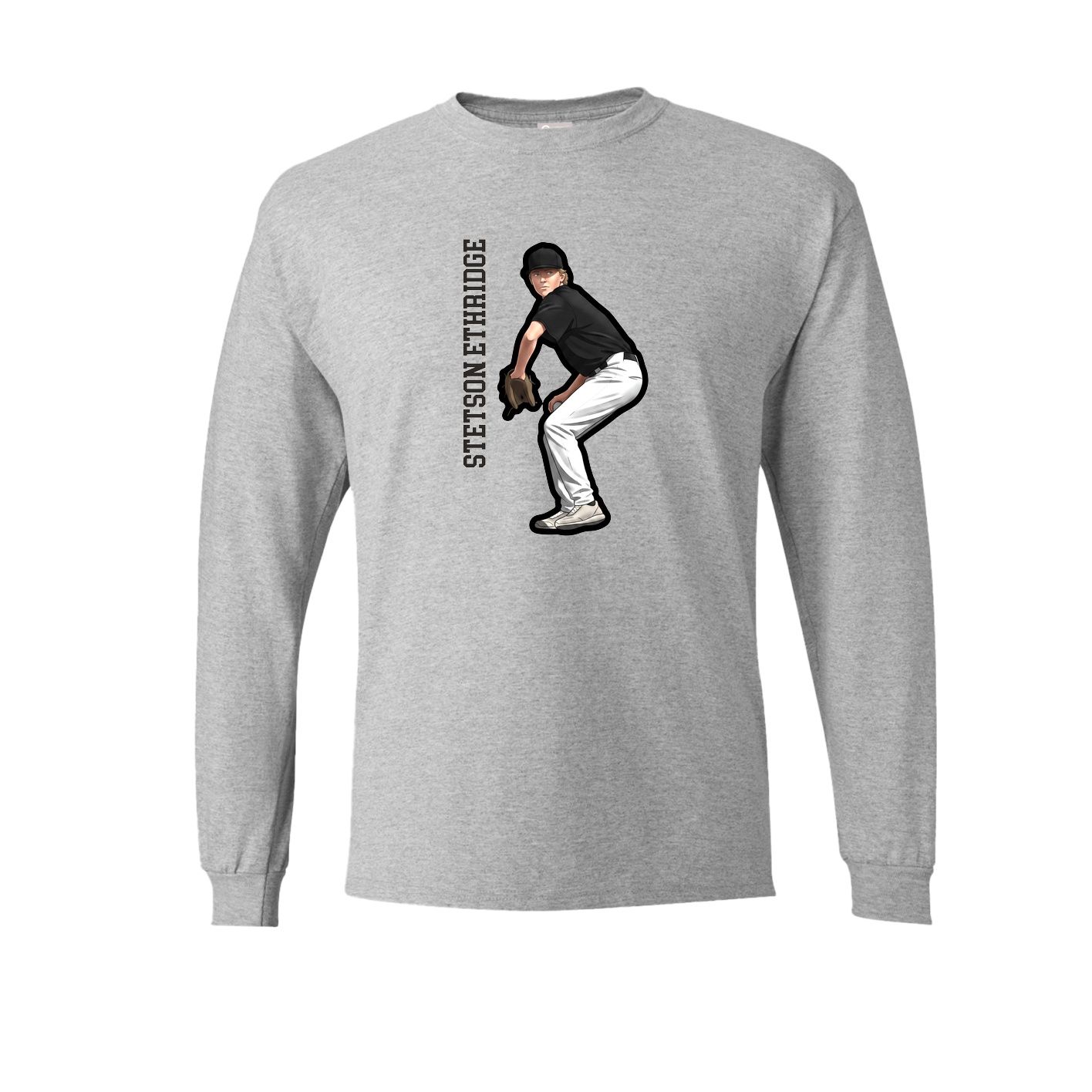 Long Sleeve Tee — Name Vertical in Grey