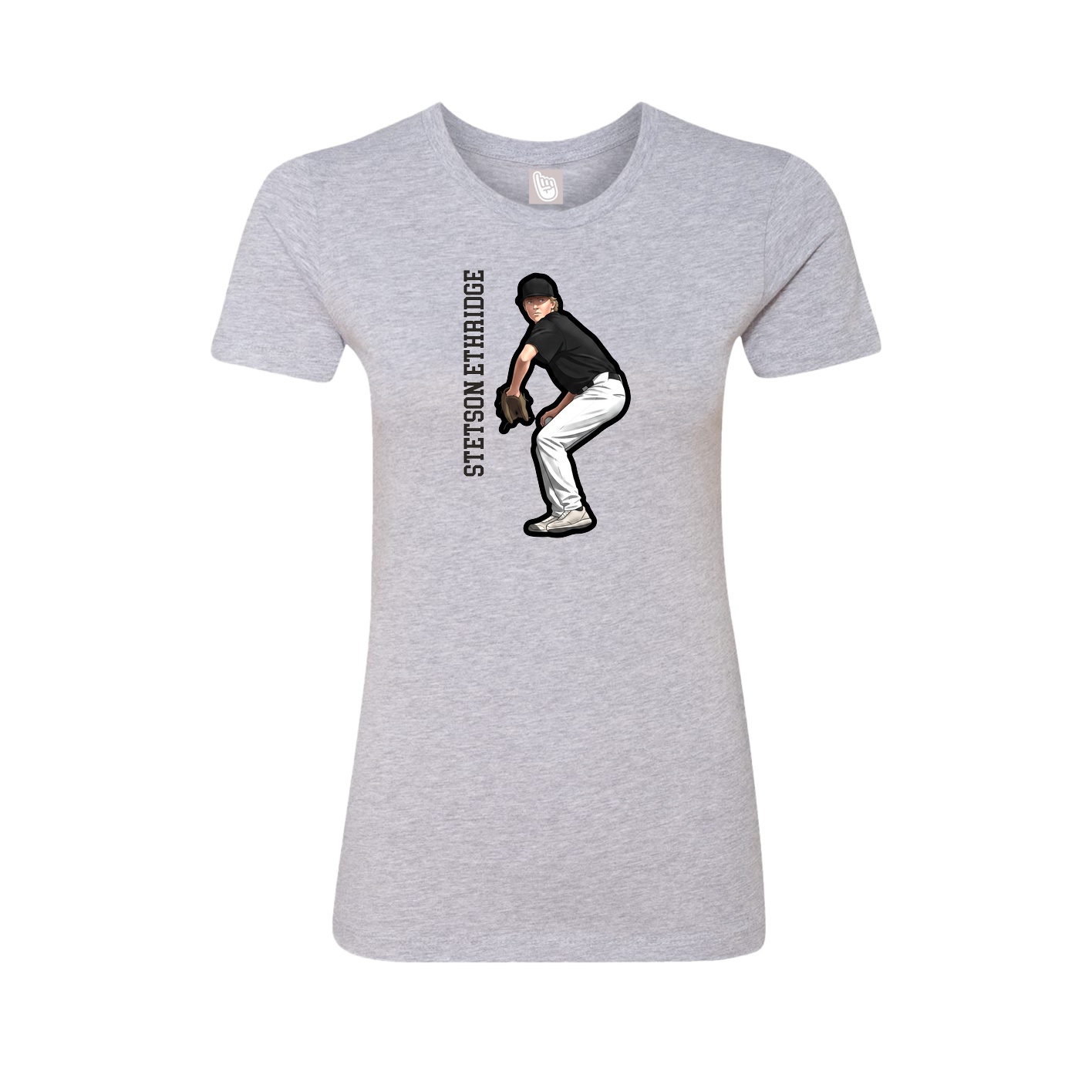 Fitted Women's Tee — Name Vertical in Grey