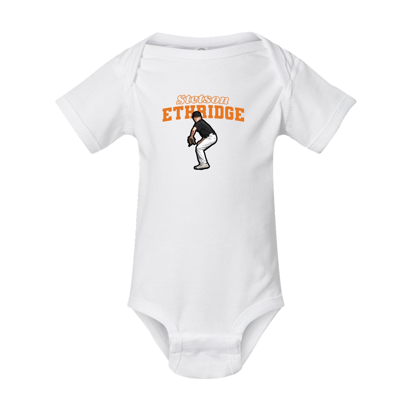 Baby Onesie — Name Arch in White