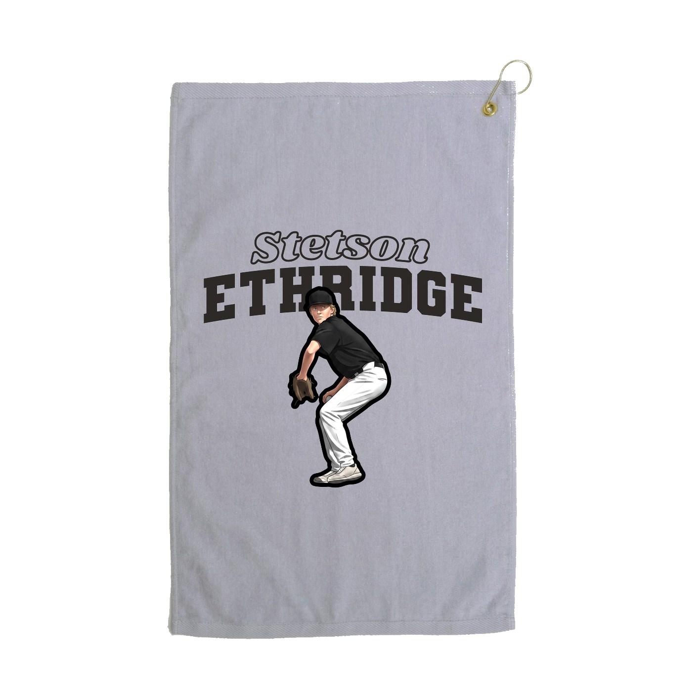 Golf Towel — Name Arch in Grey
