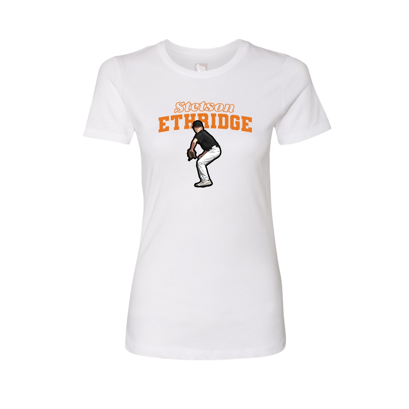 Fitted Women's Tee — Name Arch in White