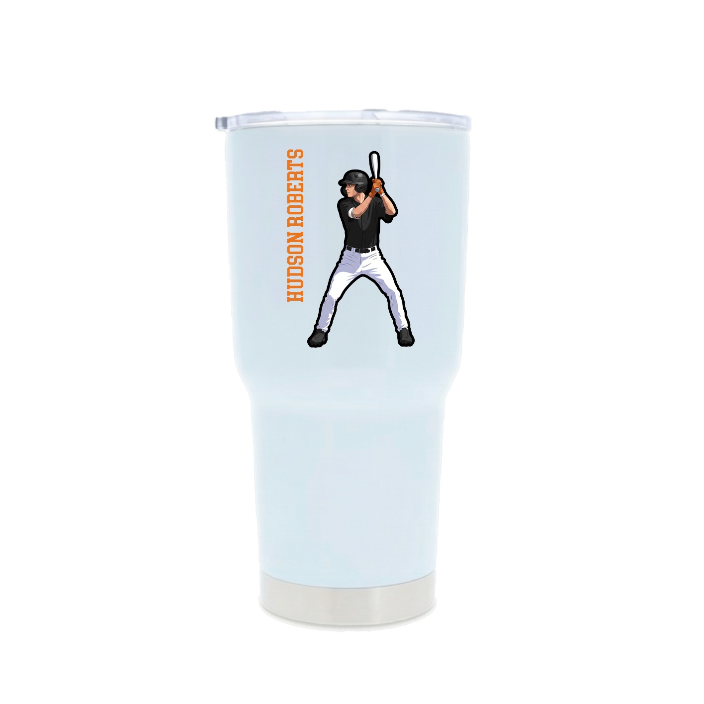 30oz Stainless Steel Tumbler — Name Vertical in White