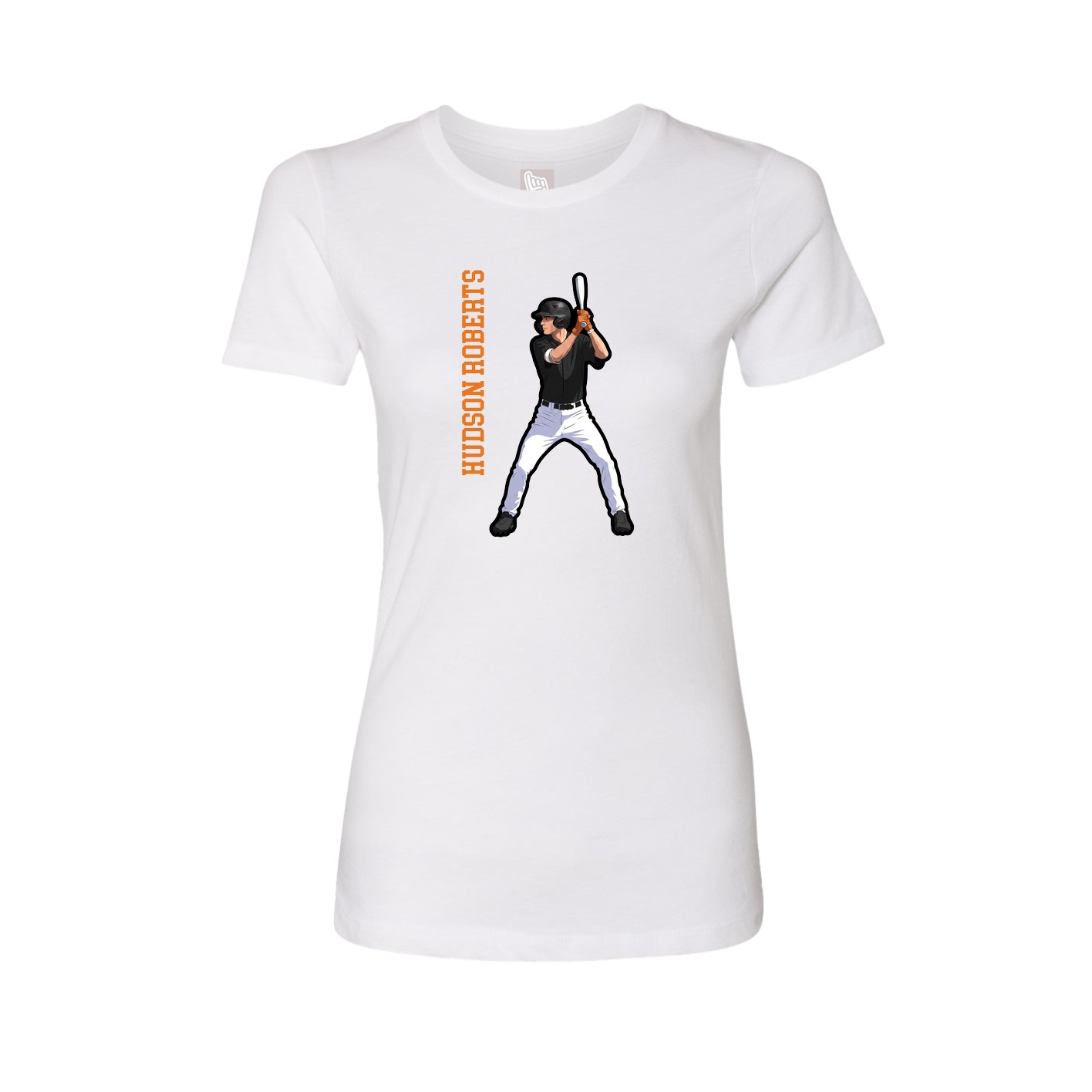 Fitted Women's Tee — Name Vertical in White