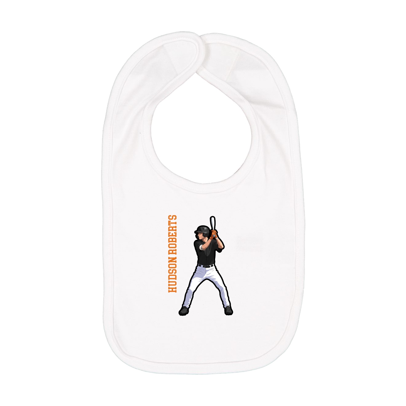 Infant Bib — Name Vertical in White