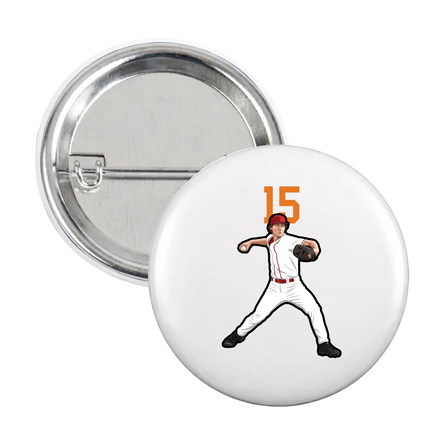 Game Day Button — Number Top in White