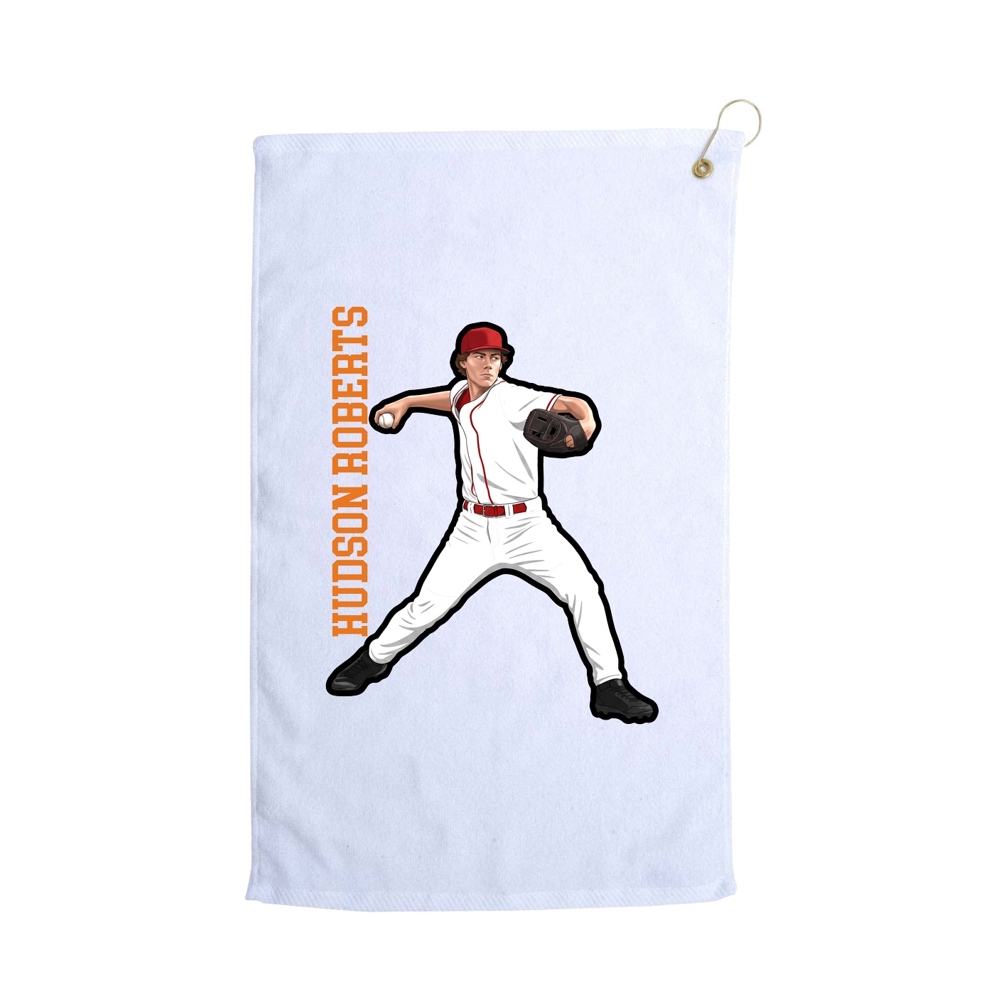 Golf Towel — Name Vertical in White