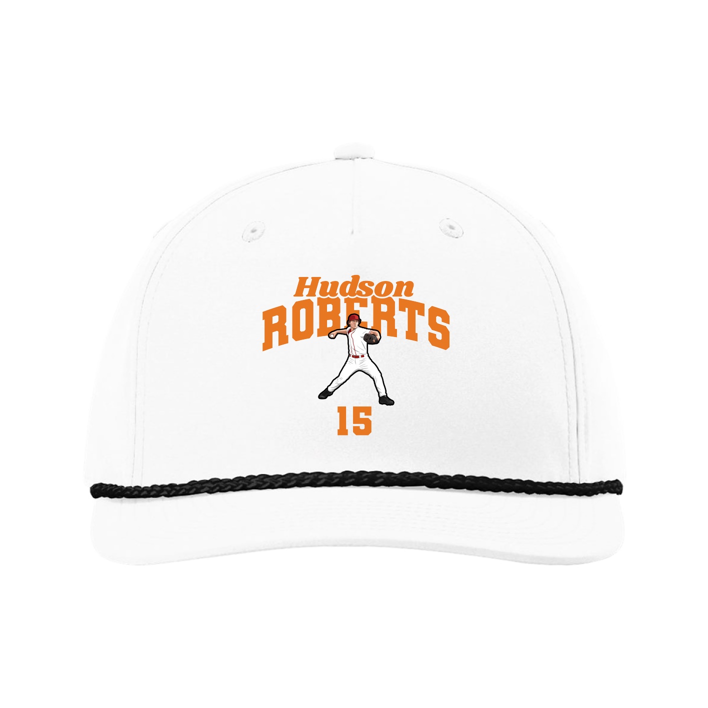 Five-Panel Classic Rope Cap — Signature Arch in White