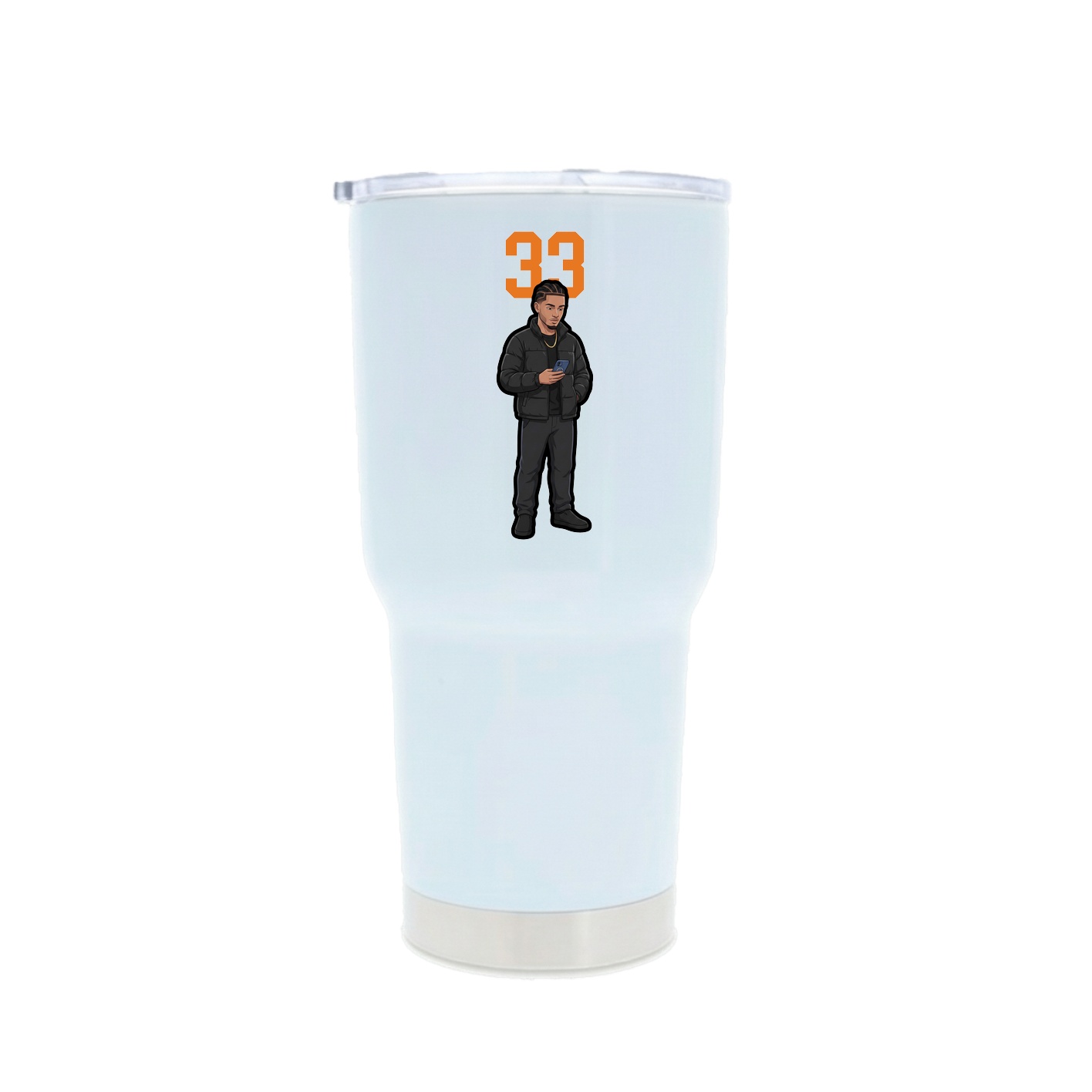 30oz Stainless Steel Tumbler — Number Top in White