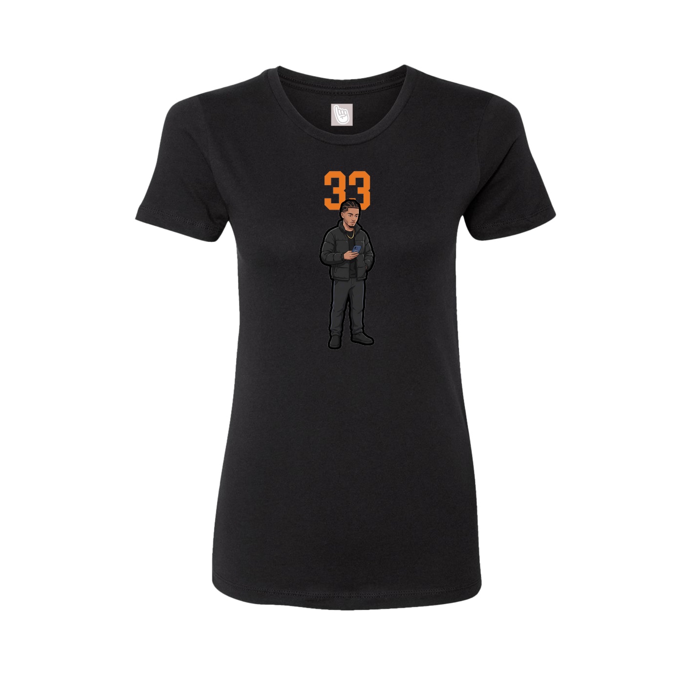Fitted Women's Tee — Number Top in Black