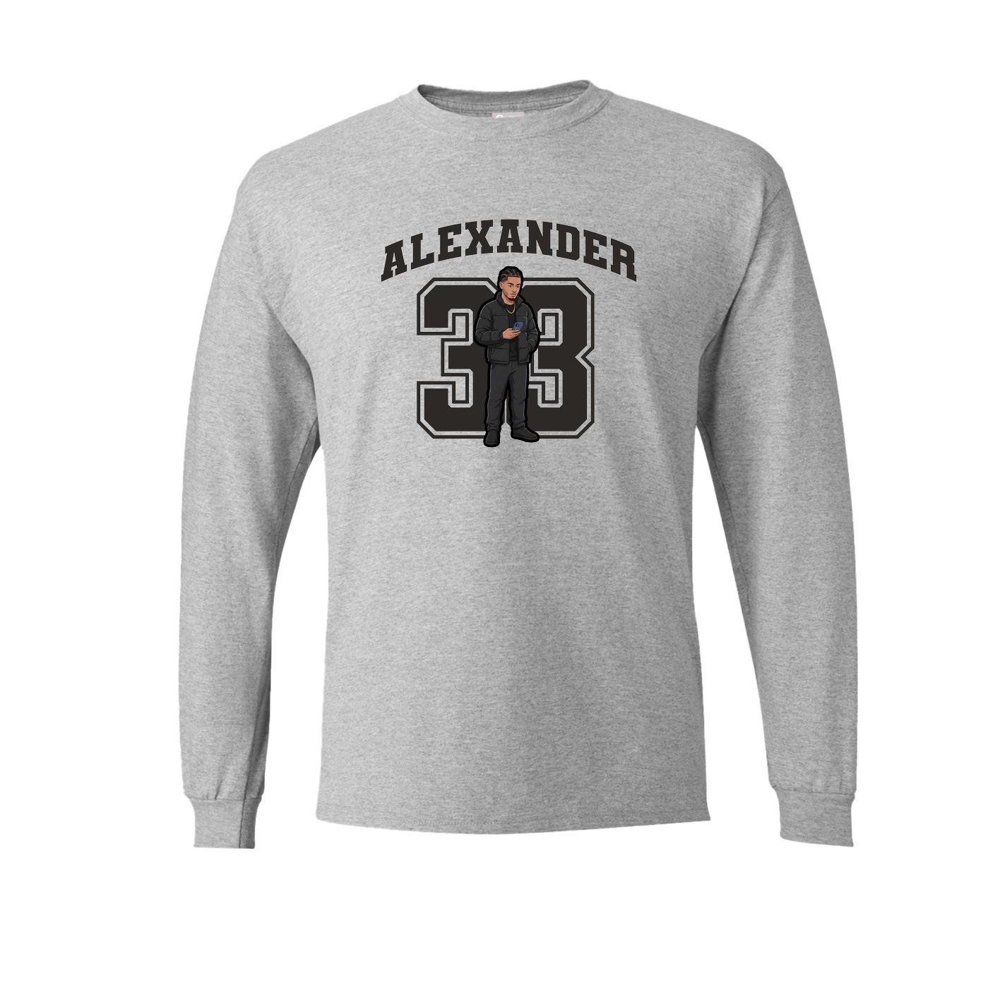 Long Sleeve Tee — Number in Grey
