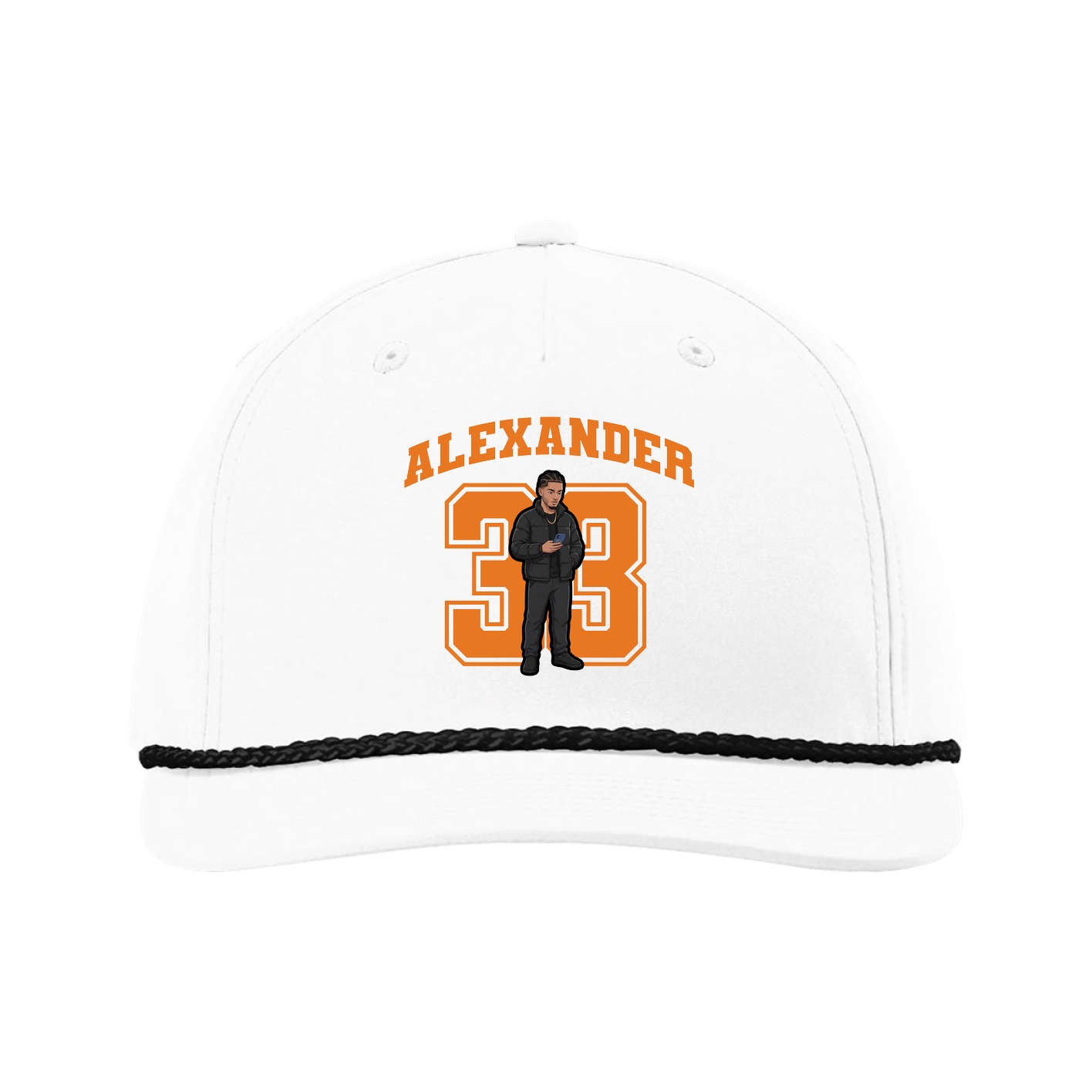 Five-Panel Classic Rope Cap — Number in White