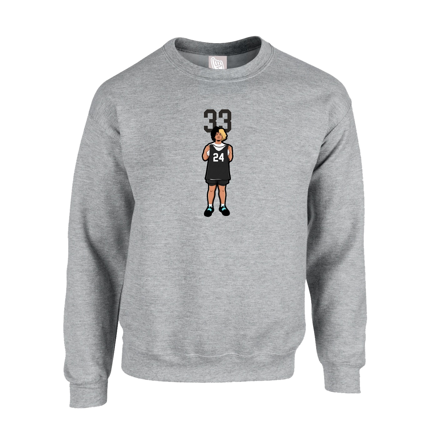 Fleece Crew — Number Top in Grey