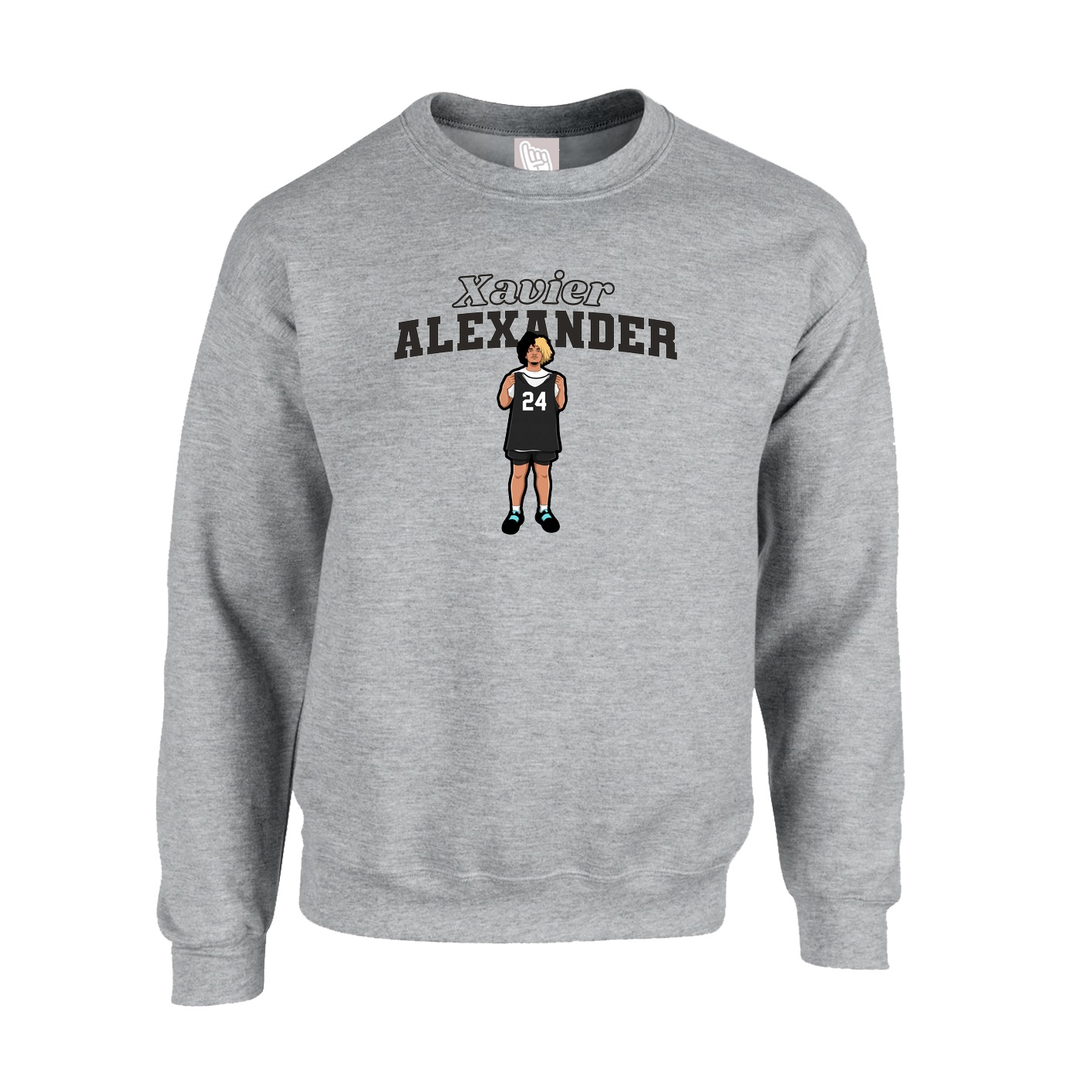 Fleece Crew — Name Arch in Grey