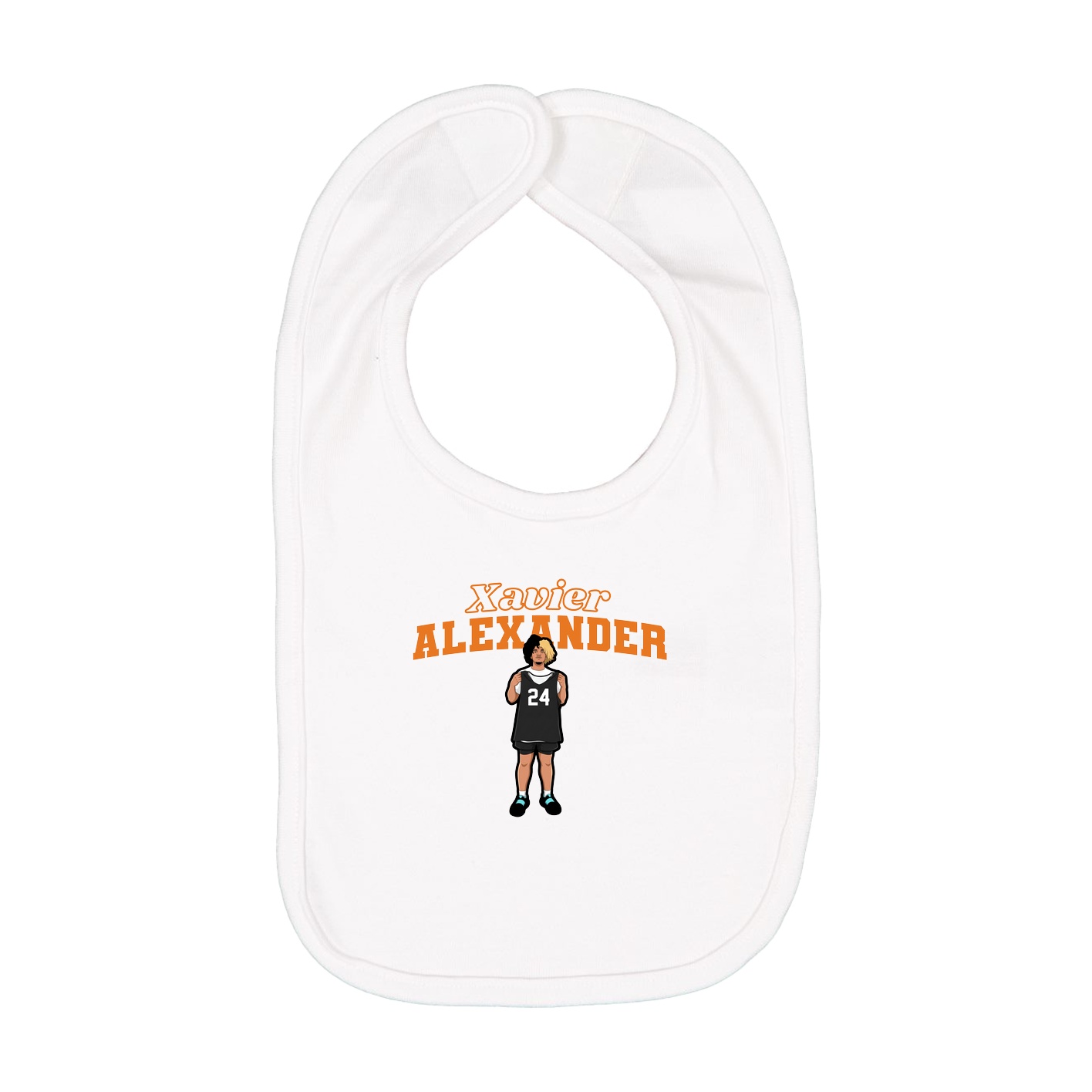 Infant Bib — Name Arch in White