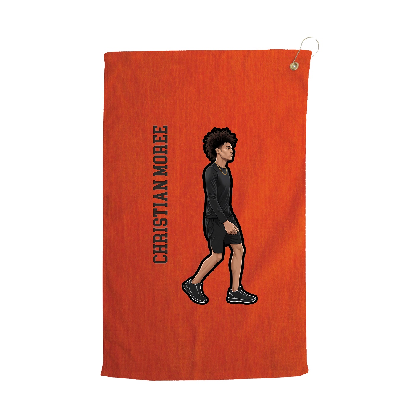 Golf Towel — Name Vertical in Orange