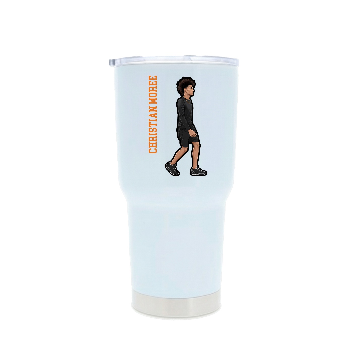 30oz Stainless Steel Tumbler — Name Vertical in White