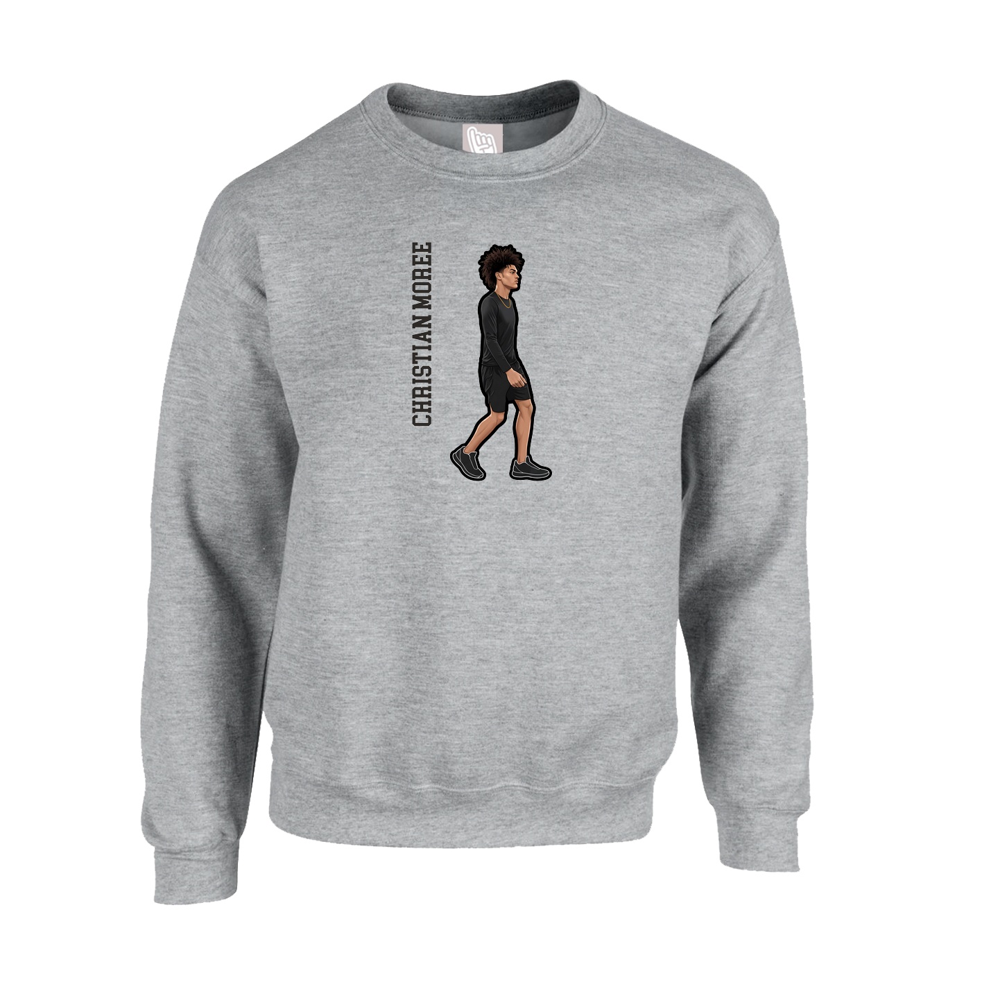 Fleece Crew — Name Vertical in Grey