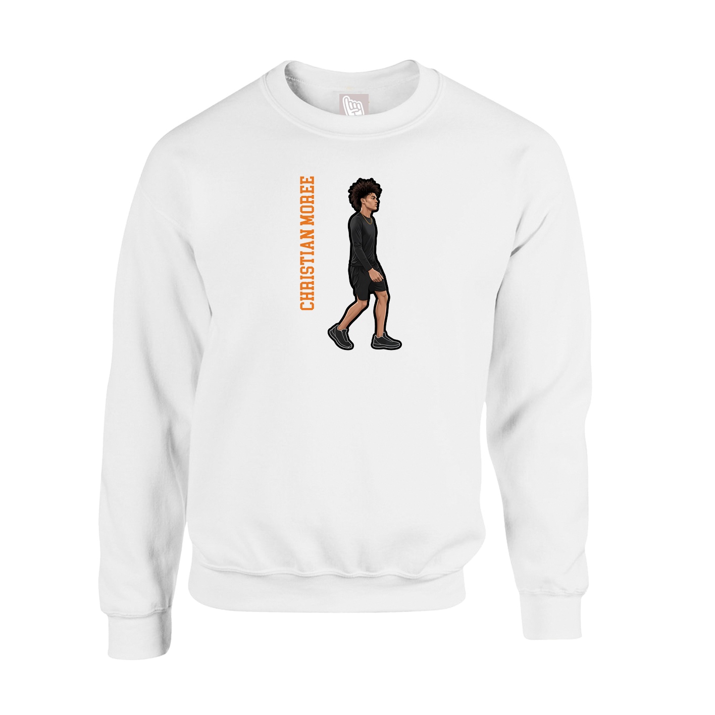 Fleece Crew — Name Vertical in White