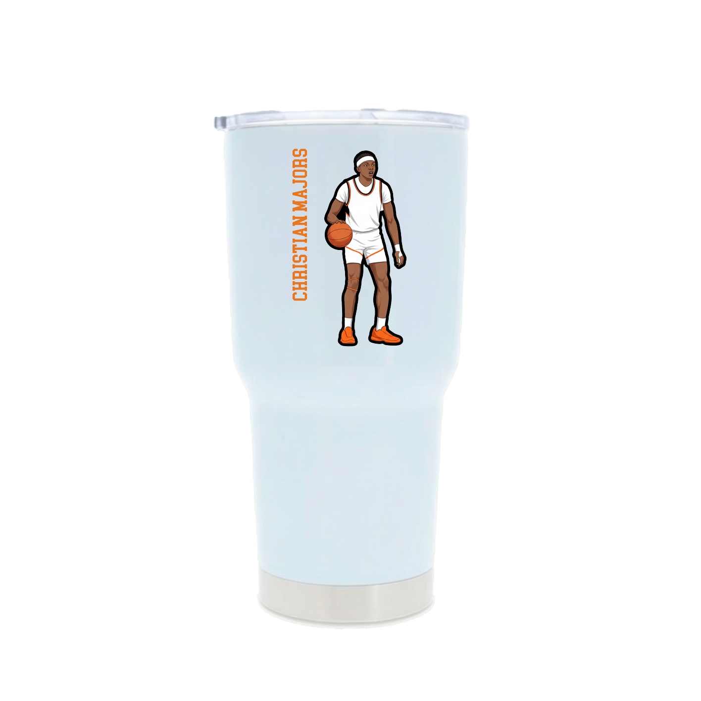 30oz Stainless Steel Tumbler — Name Vertical in White