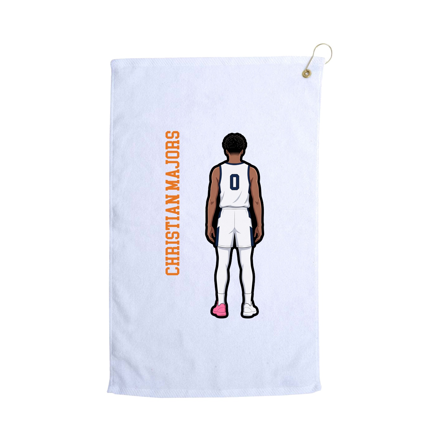 Golf Towel — Name Vertical in White