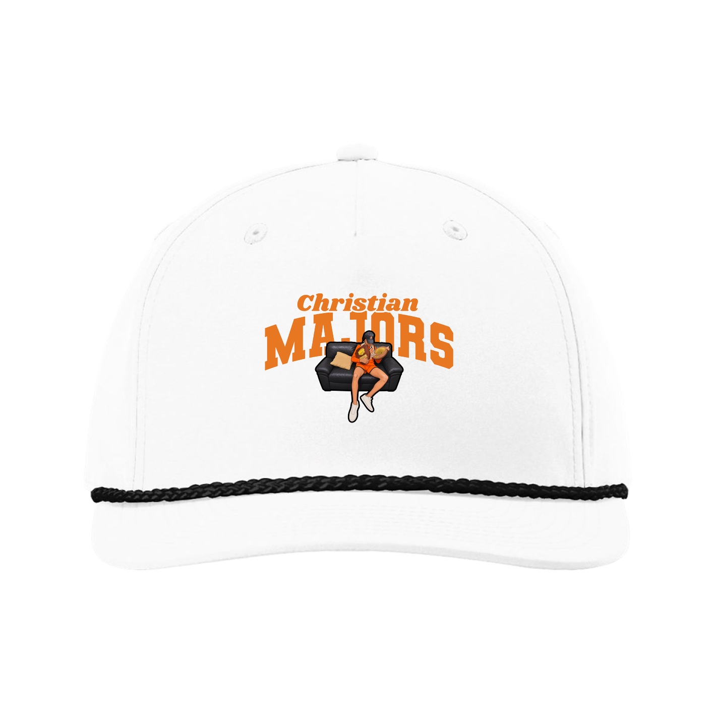 Five-Panel Classic Rope Cap — Signature Arch in White