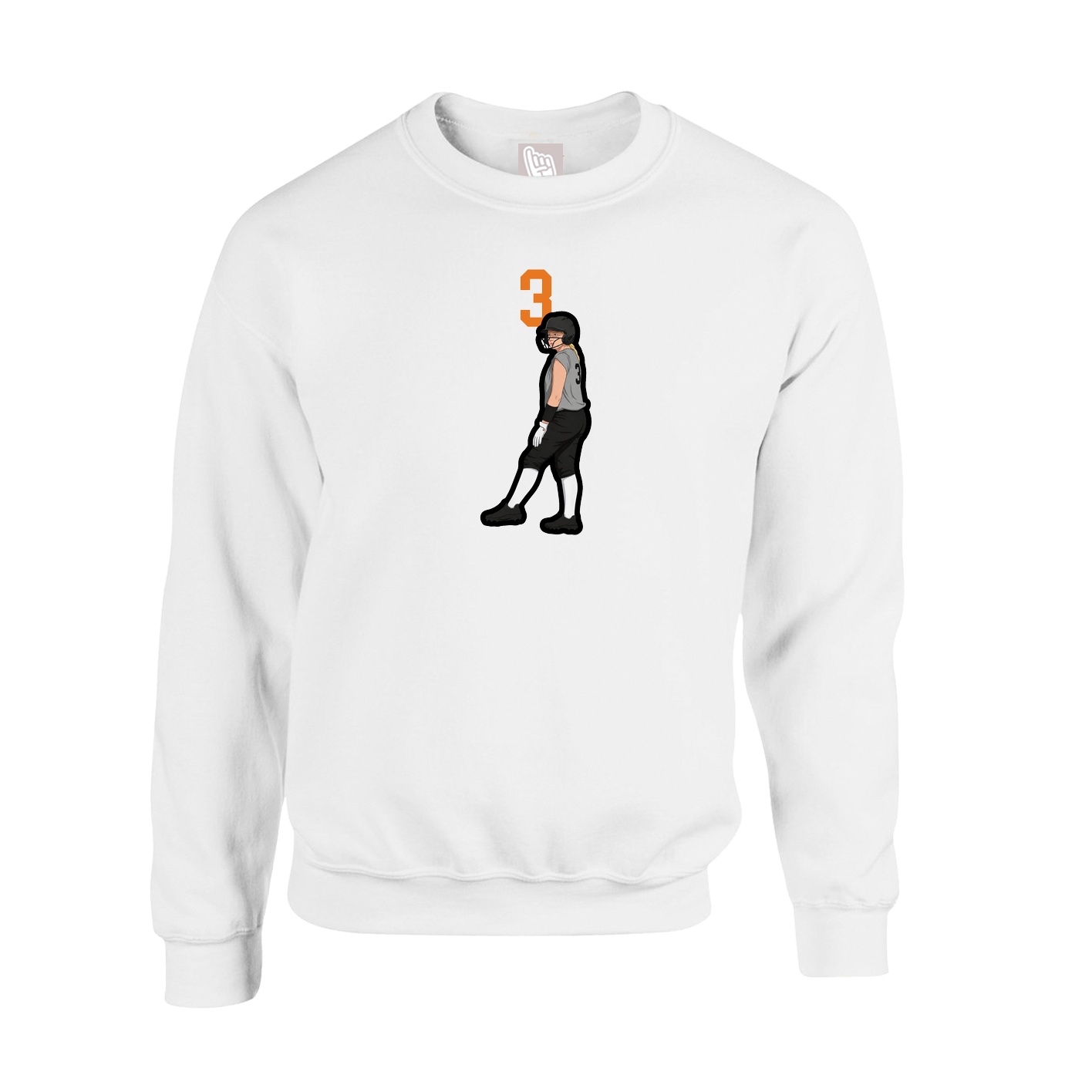 Fleece Crew — Number Top in White