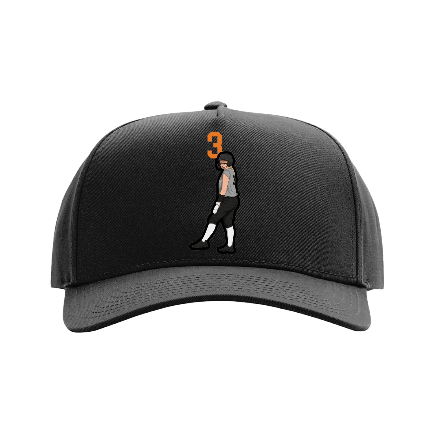 Full Fabric Five-Panel Champ Cap — Number Top in Black