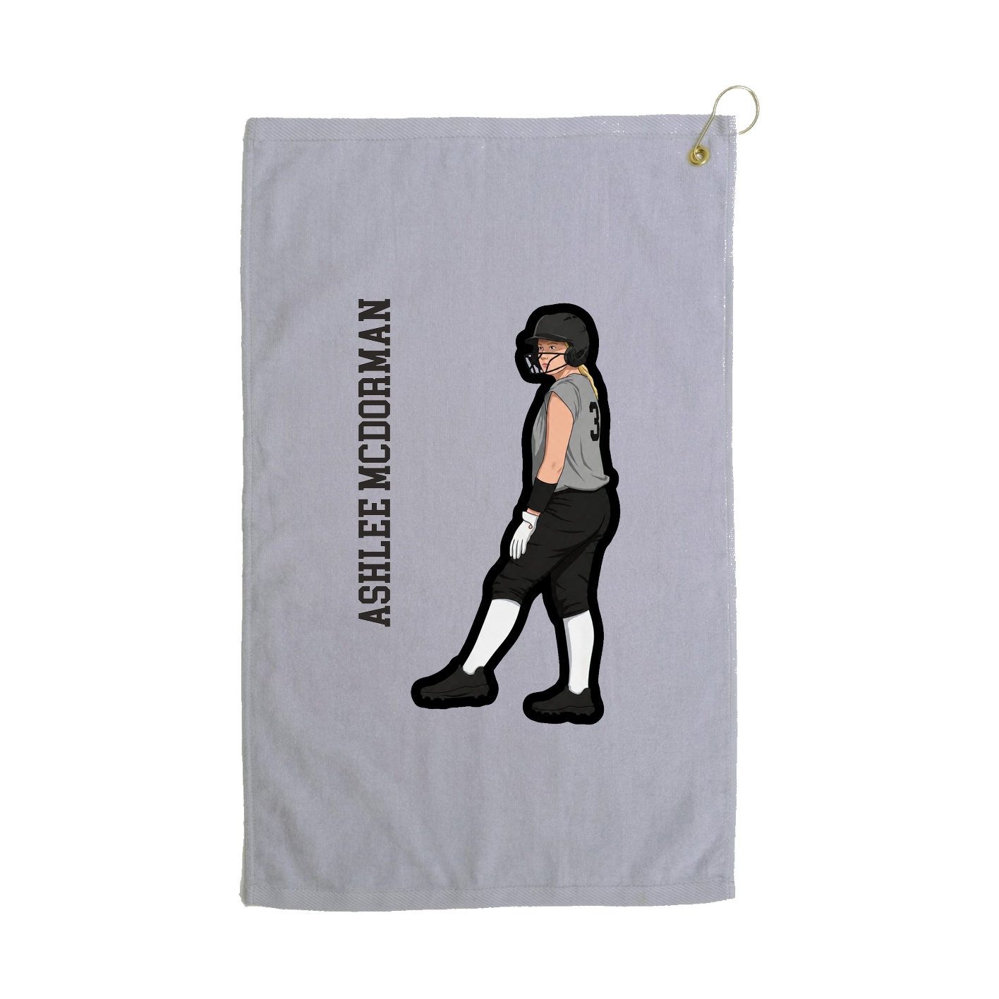 Golf Towel — Name Vertical in Grey