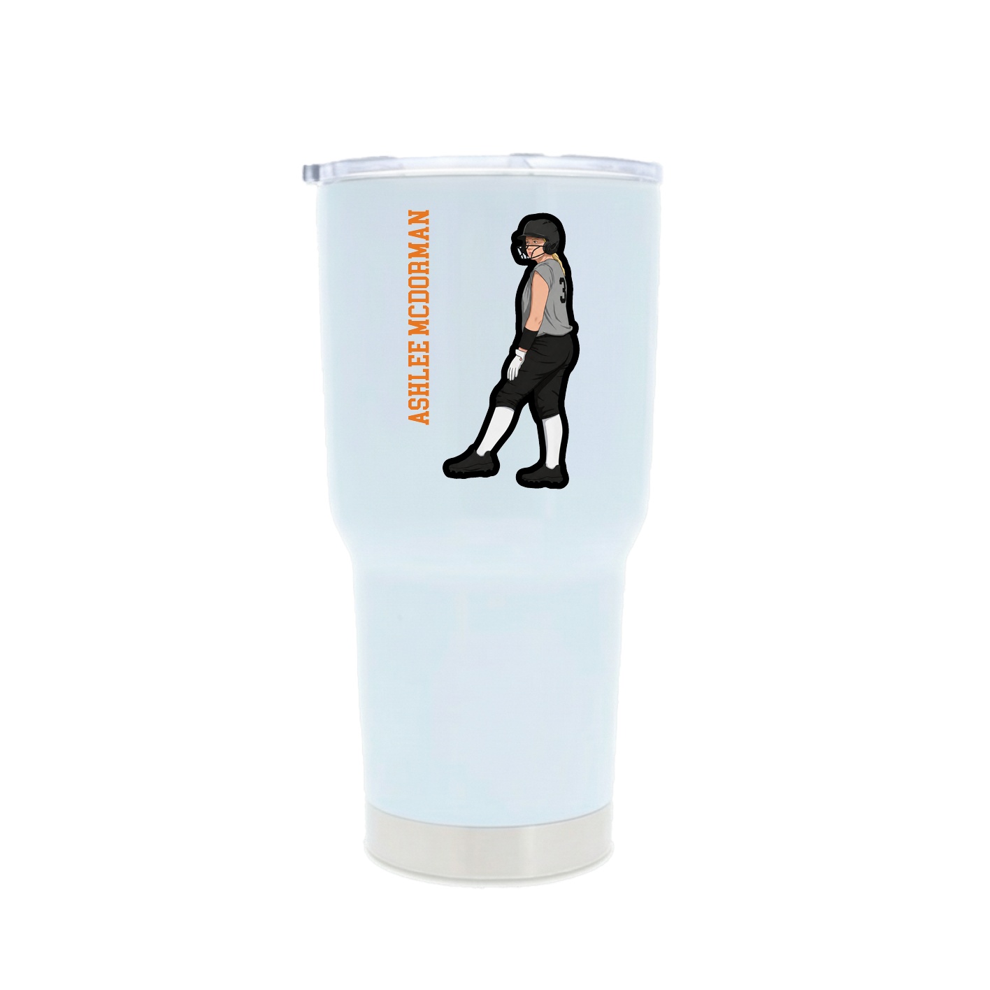 30oz Stainless Steel Tumbler — Name Vertical in White