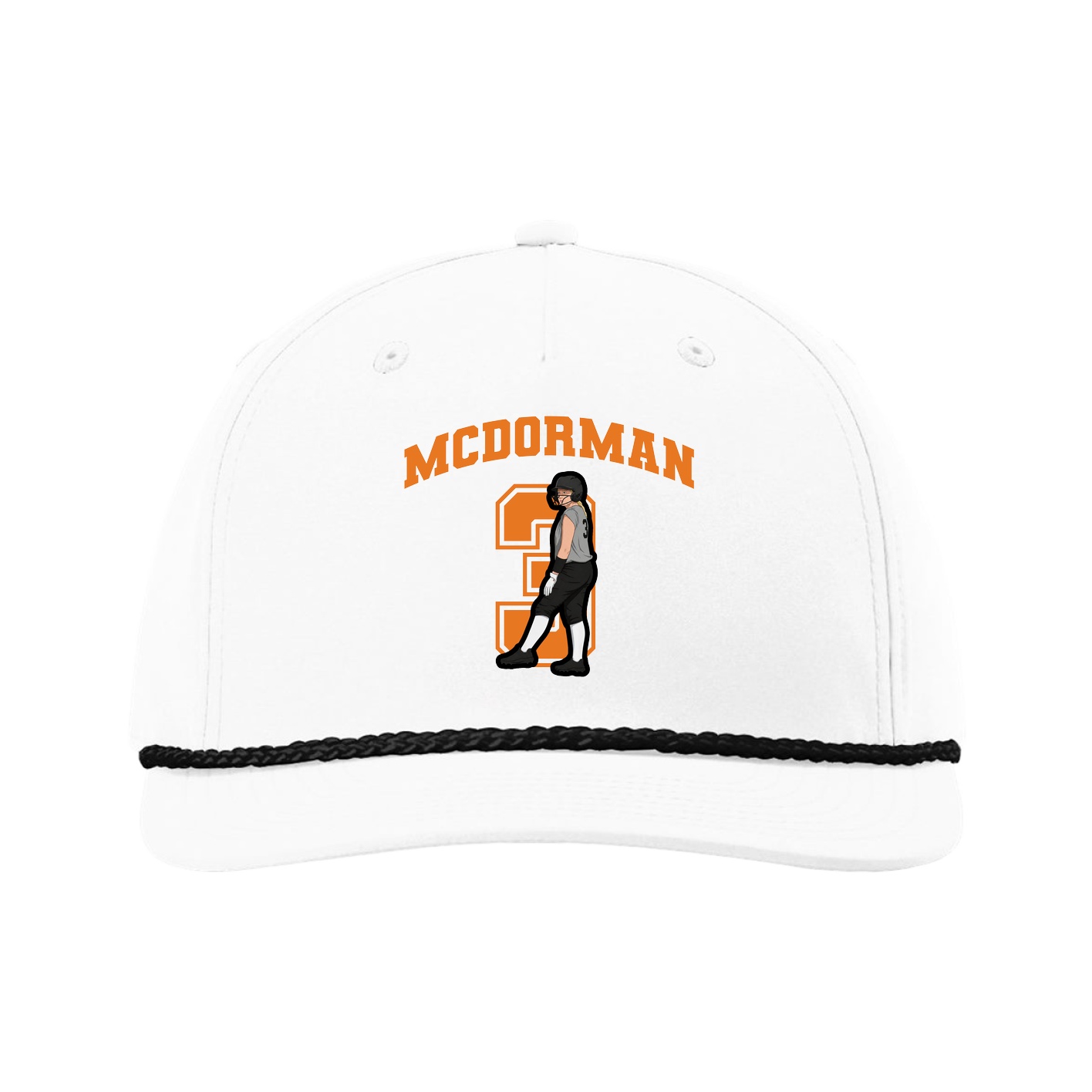 Five-Panel Classic Rope Cap — Number in White