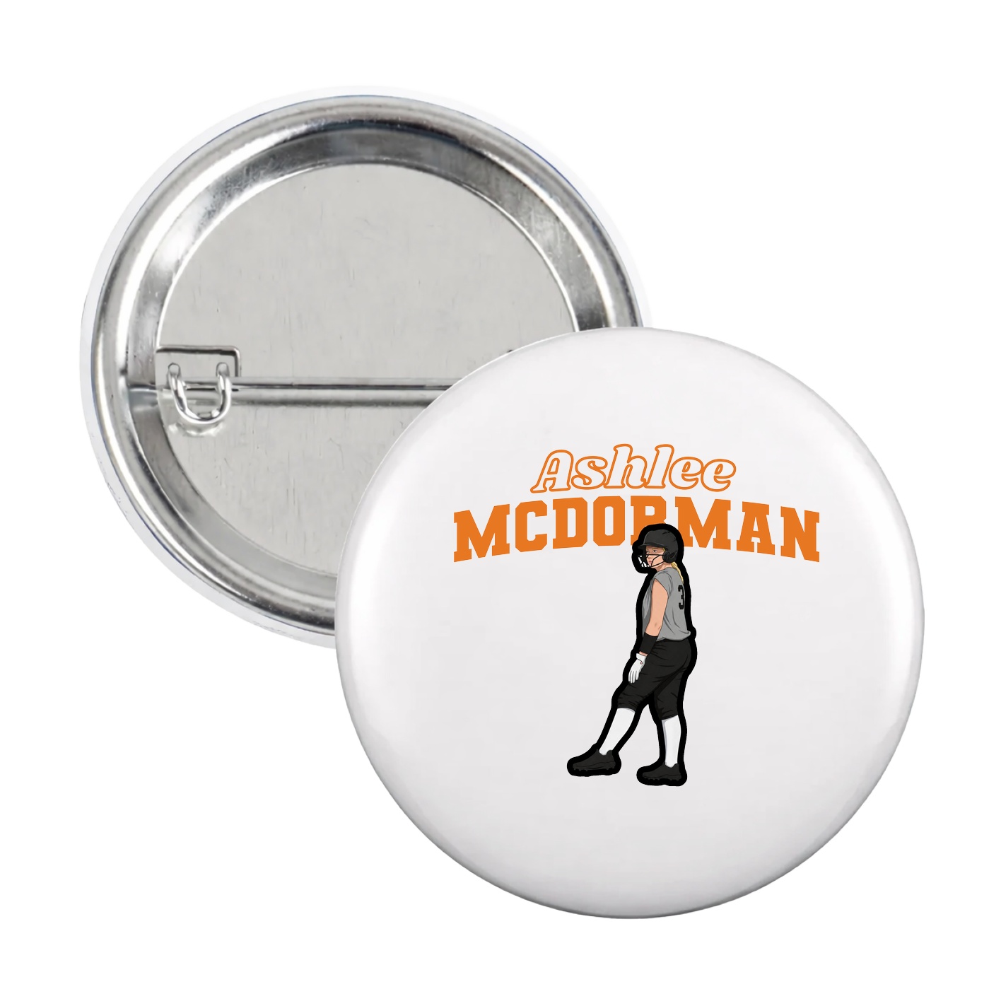 Game Day Button — Name Arch in White