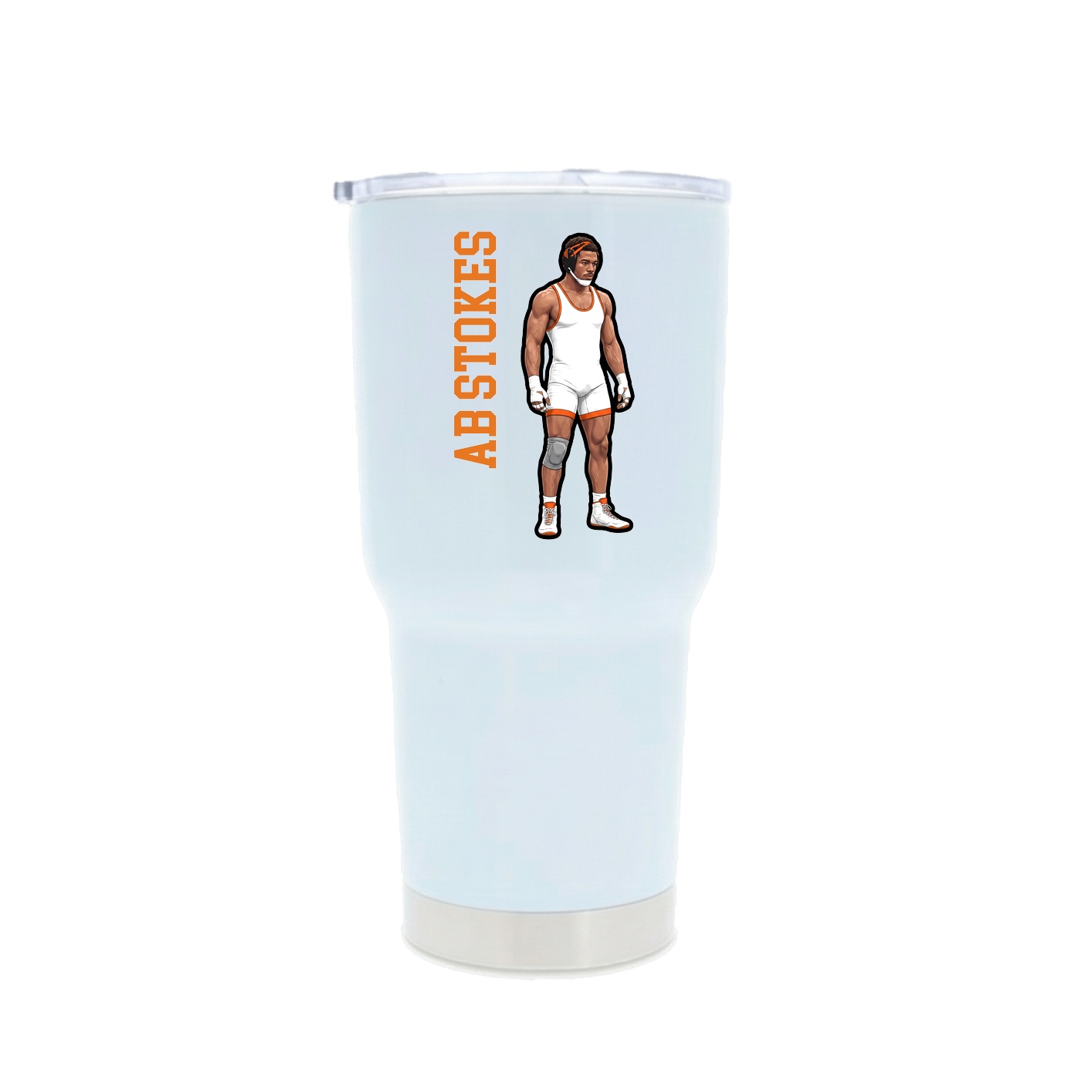 30oz Stainless Steel Tumbler — Name Vertical in White