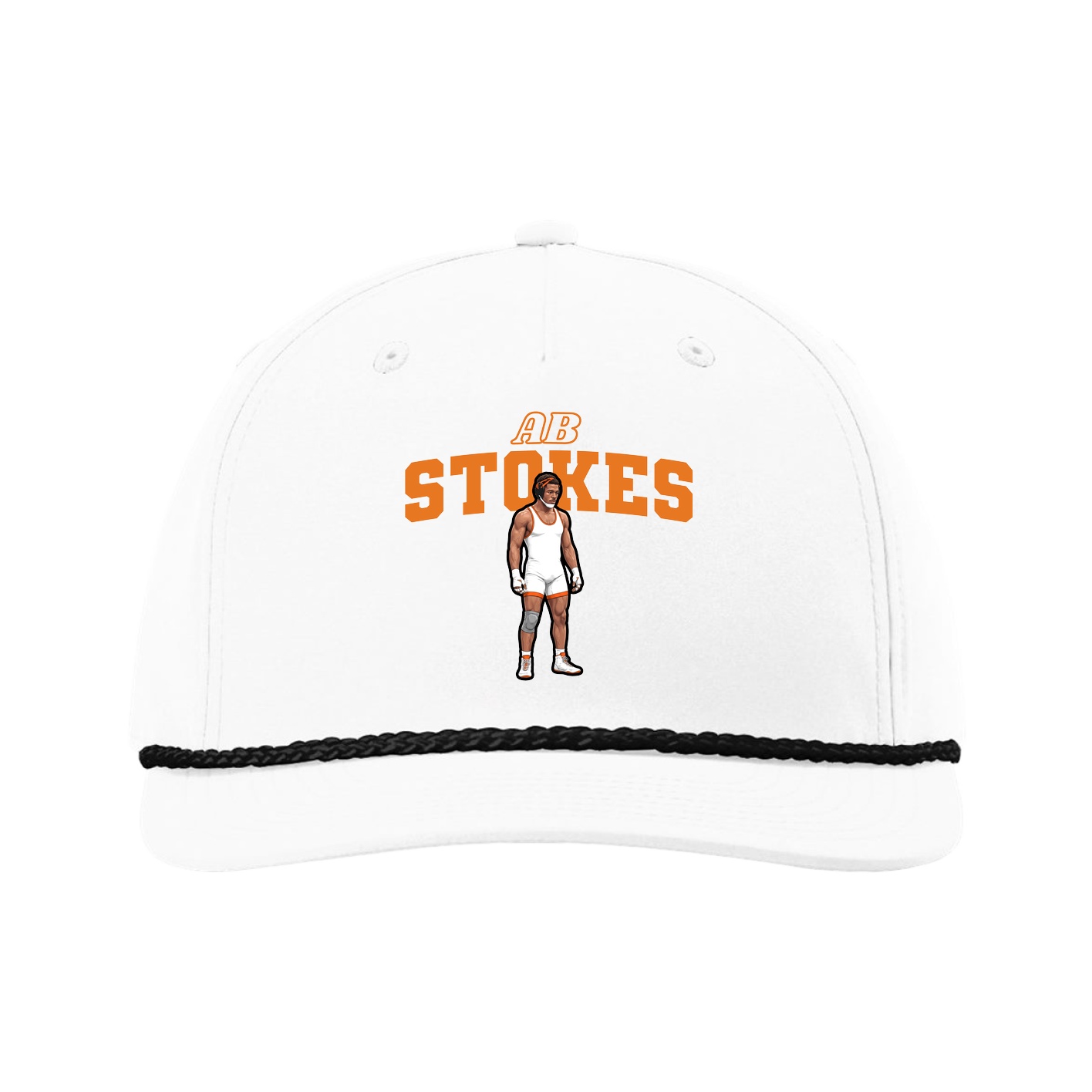 Five-Panel Classic Rope Cap — Name Arch in White